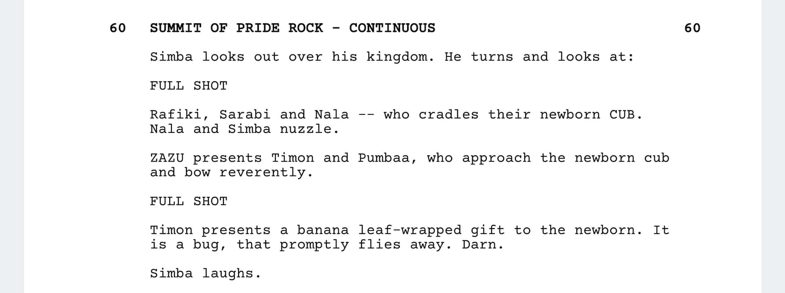 The Lion King Script - Ending - StudioBinder Screenwriting