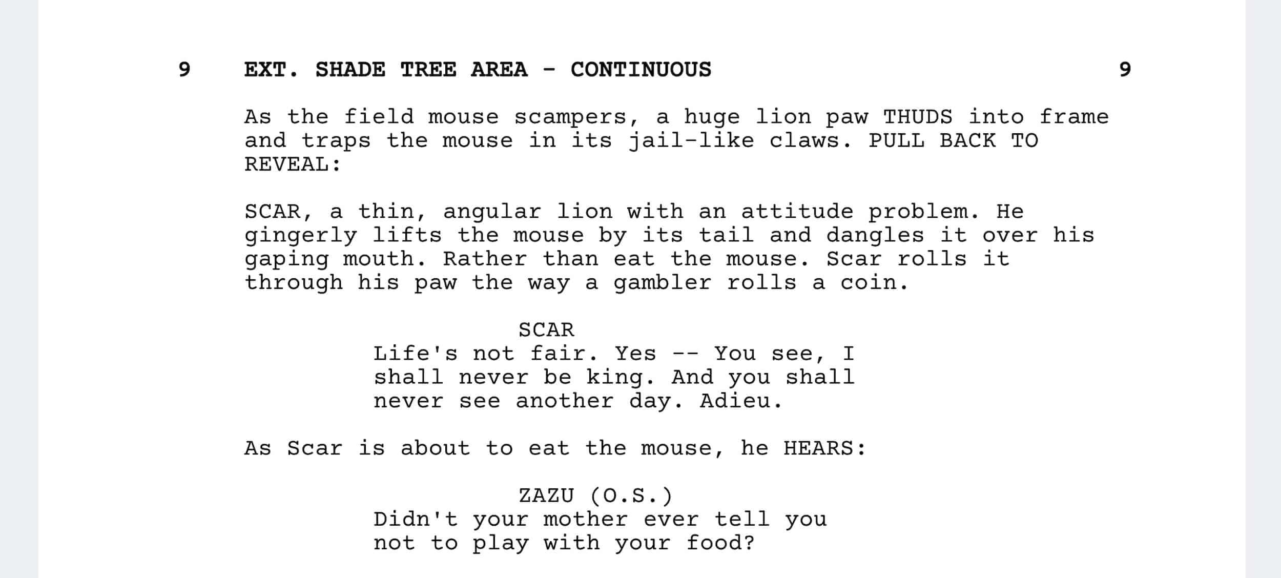 The Lion King Script - I Shall Never Be King - StudioBinder Screenwriting