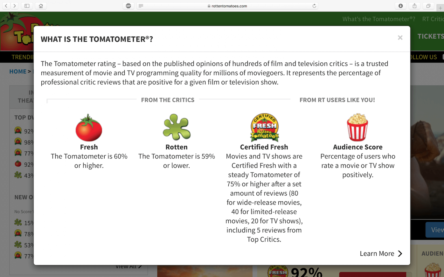 what does rotten tomatoes mean in movie reviews