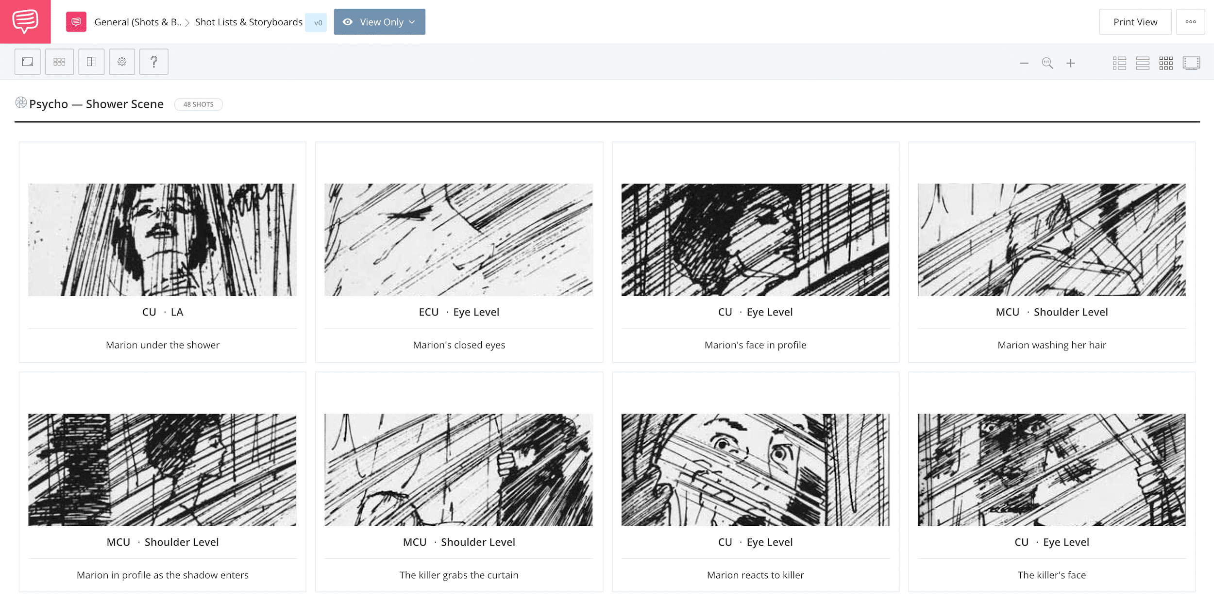 intricate storyboard for writers