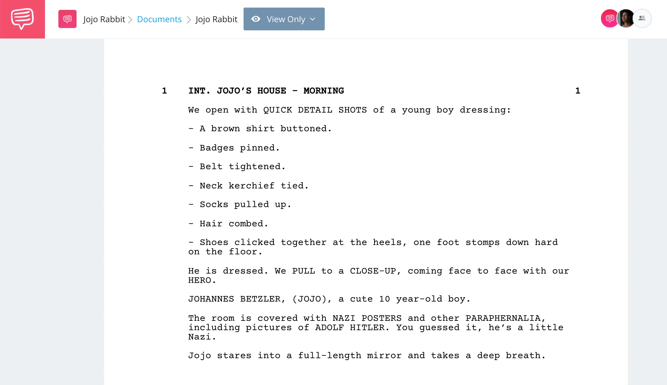 What is Jojo Rabbit About - Full Script - StudioBinder Screenwriting Software