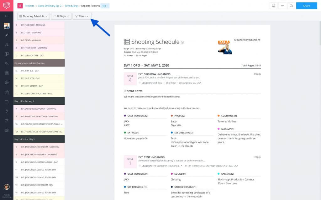 How to create a one line schedule for any production