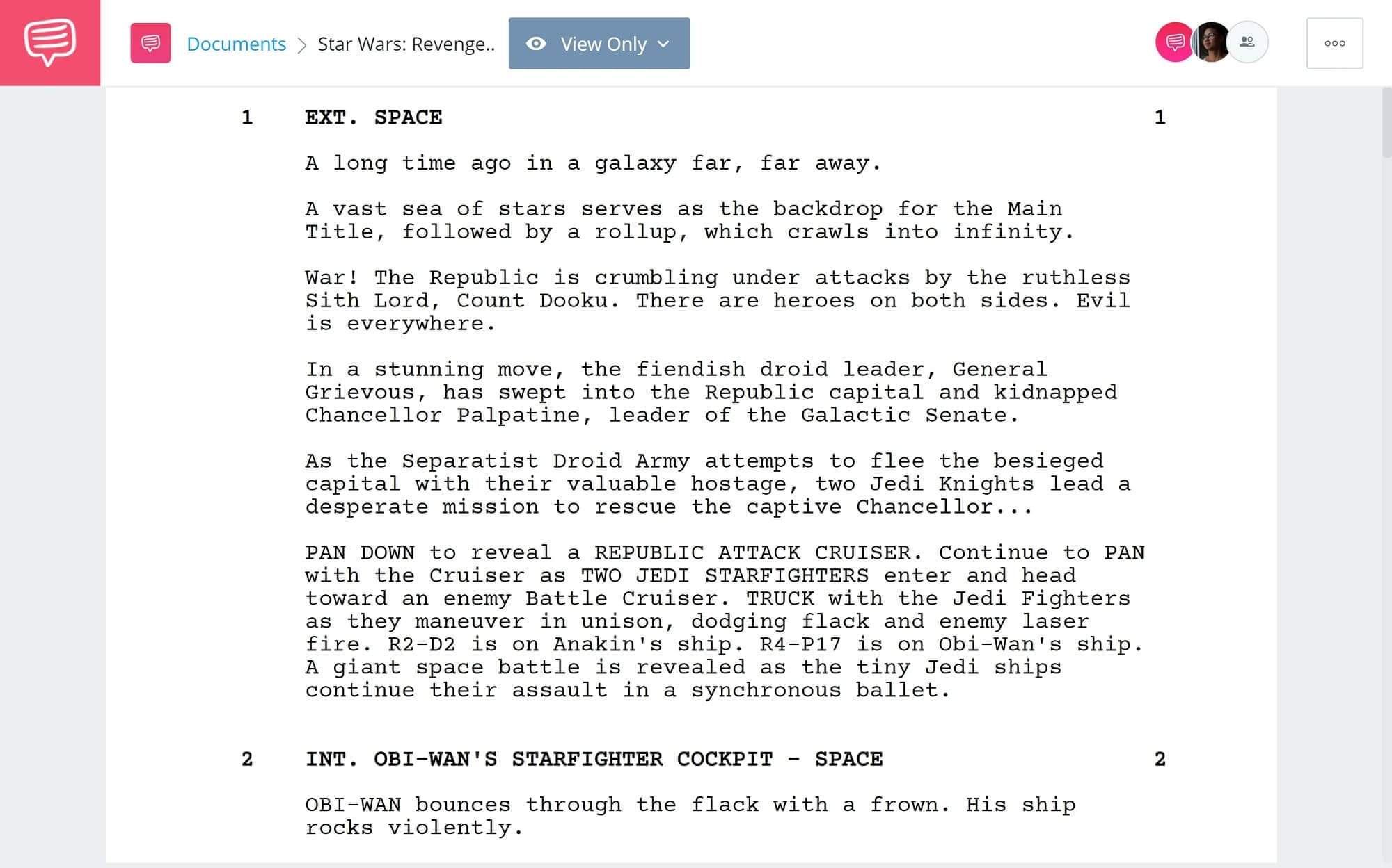 Star Wars Episode 3 Script Teardown - Full Script PDF Download - StudioBinder Screenwriting Software