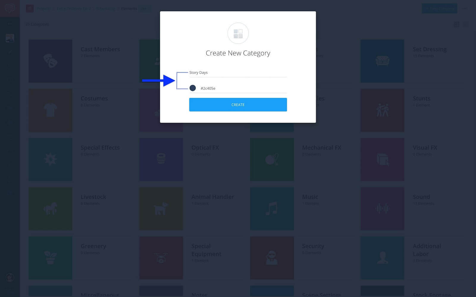 Create New Category Box - Assign Category Name, Color