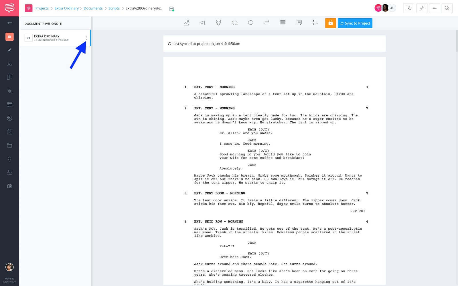 Document Revision Sidebar - Click More Button