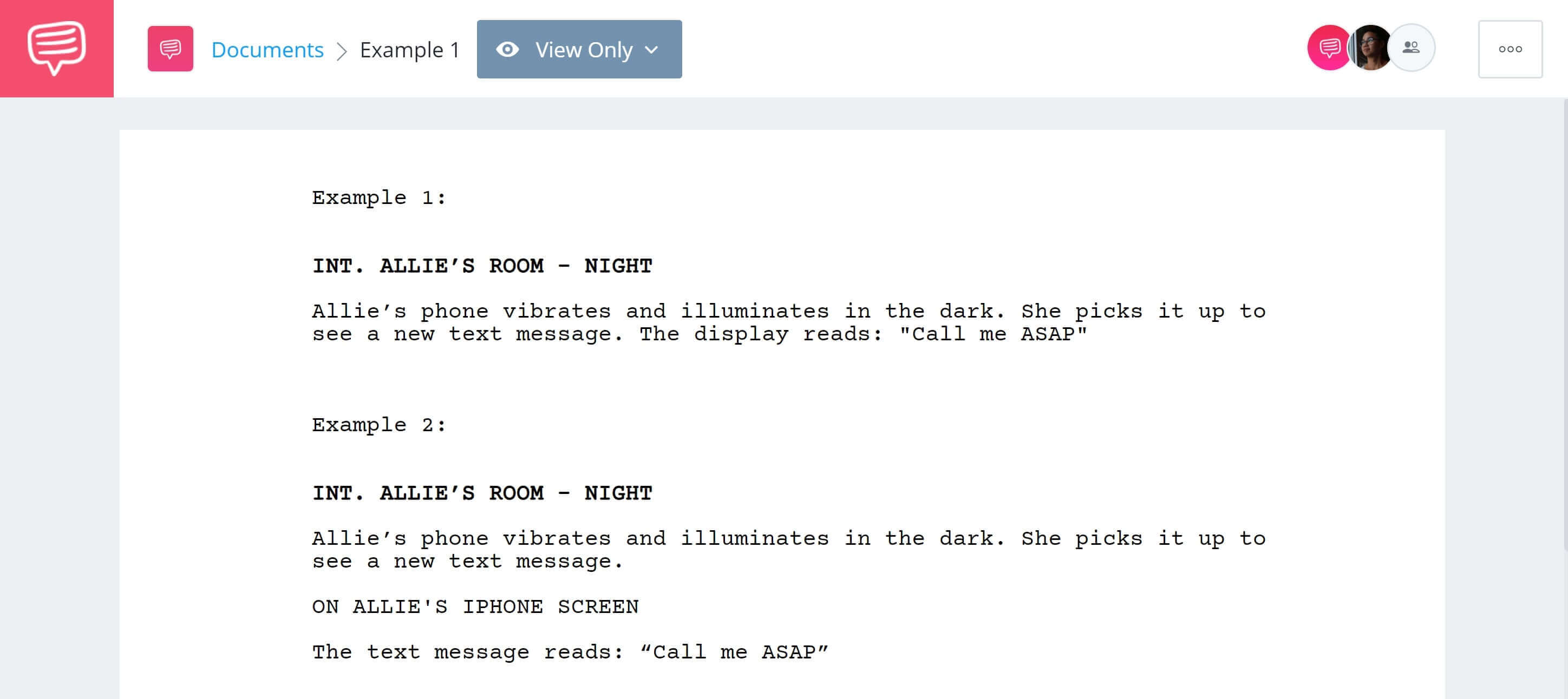 How To Write TExt Messages in Screenplay - First Two Examples - StudioBinder Screenwriting Software