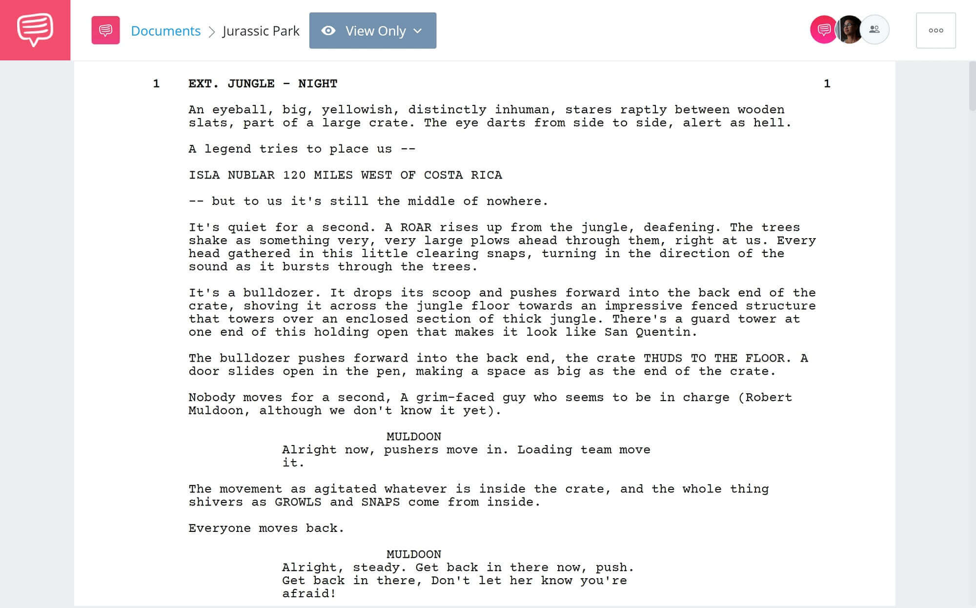 Jurassic Park Script Teardown - Full Script PDF Download - StudioBinder Screenwriting Software