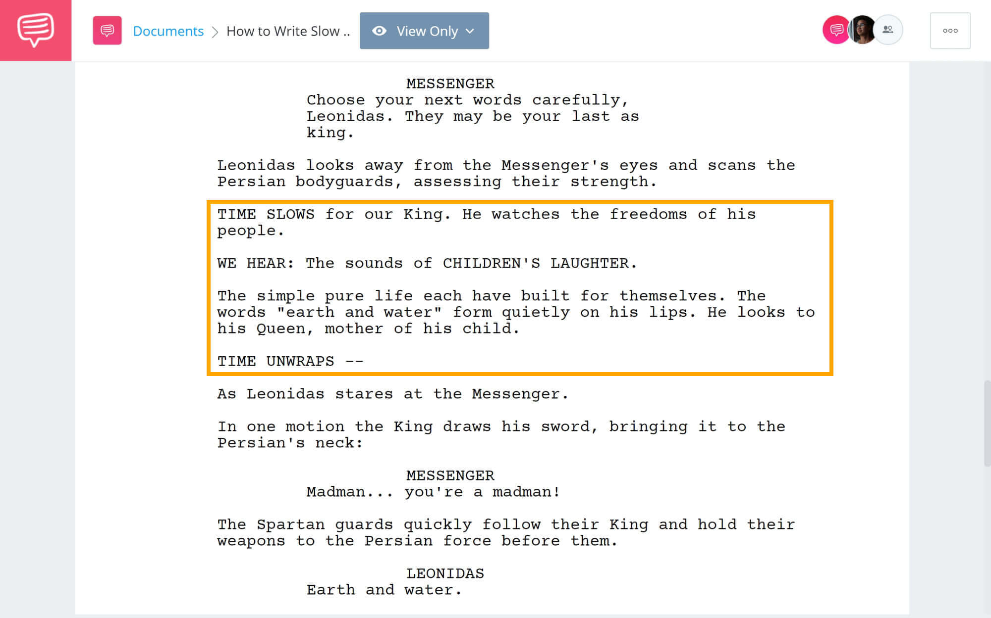 How to Write Slow Motion in a Screenplay - 300 Example - StudioBinder Screenwriting Software