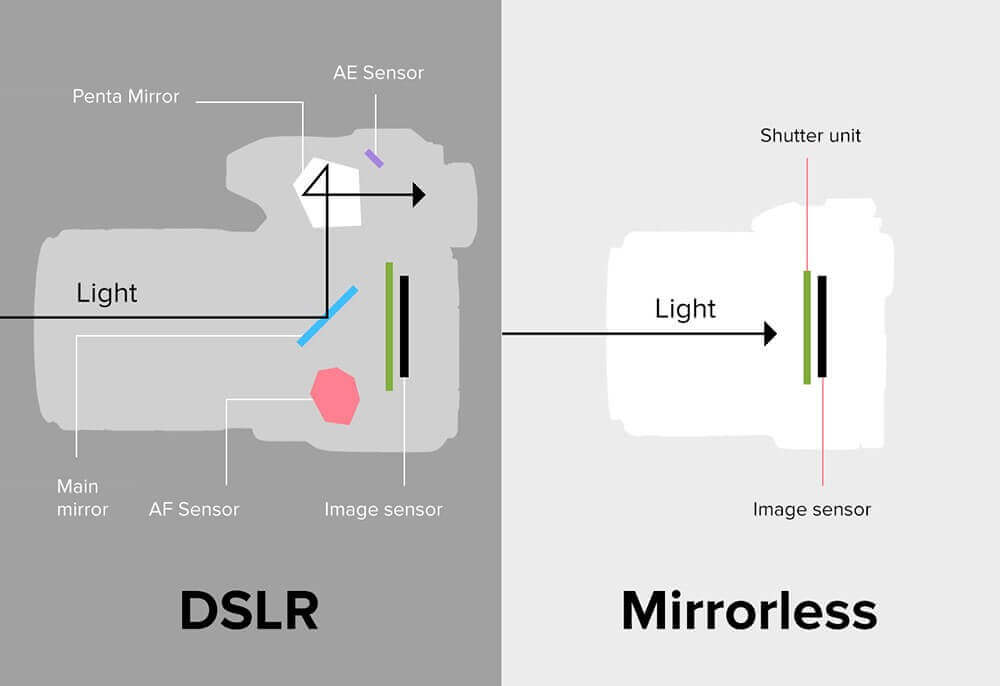 Mirrorless vs DSLR - Graphic