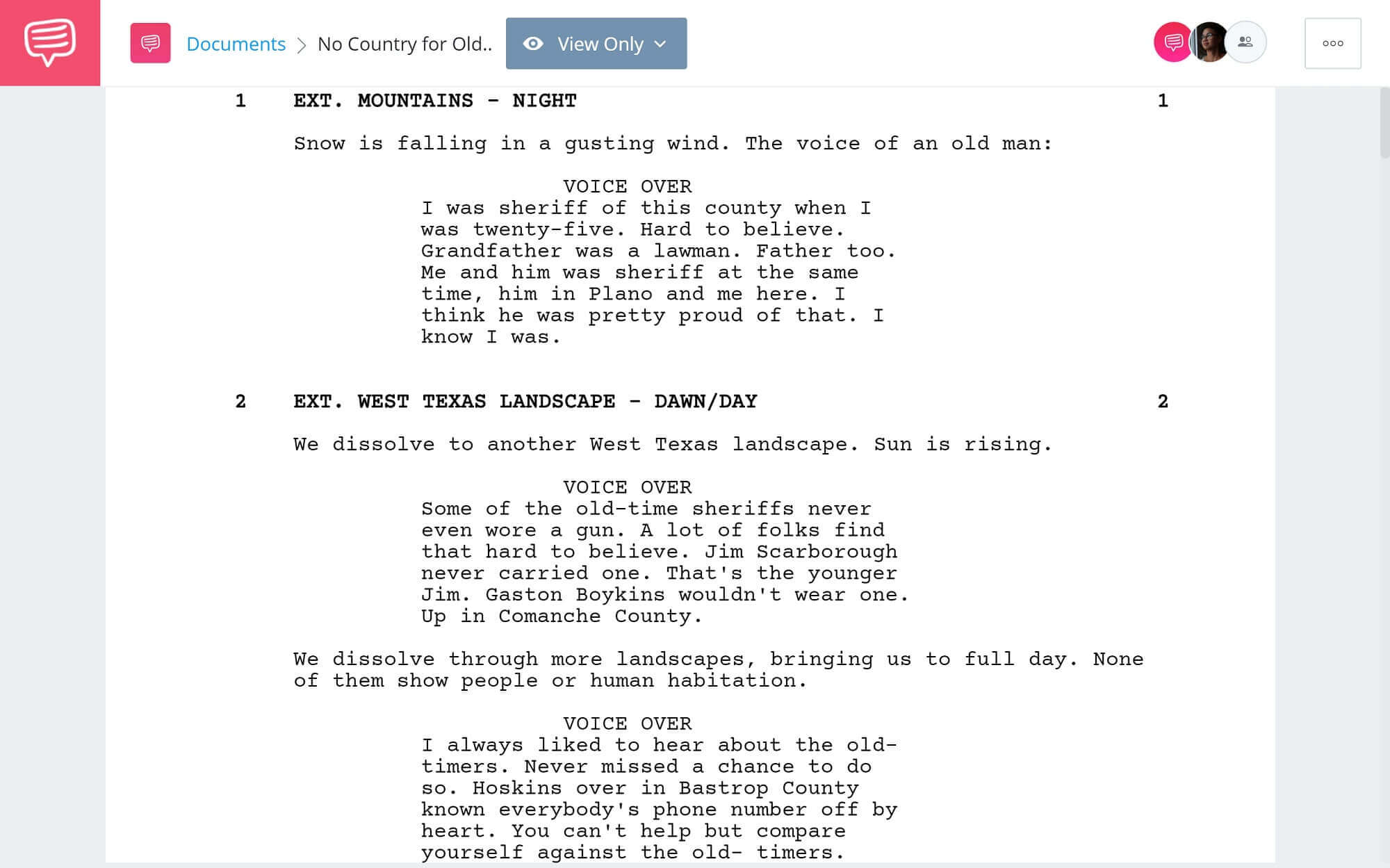 Who Are The Coen Brothers - Full Script PDF Download for No Country For Old Men - StudioBinder Screenwriting Software
