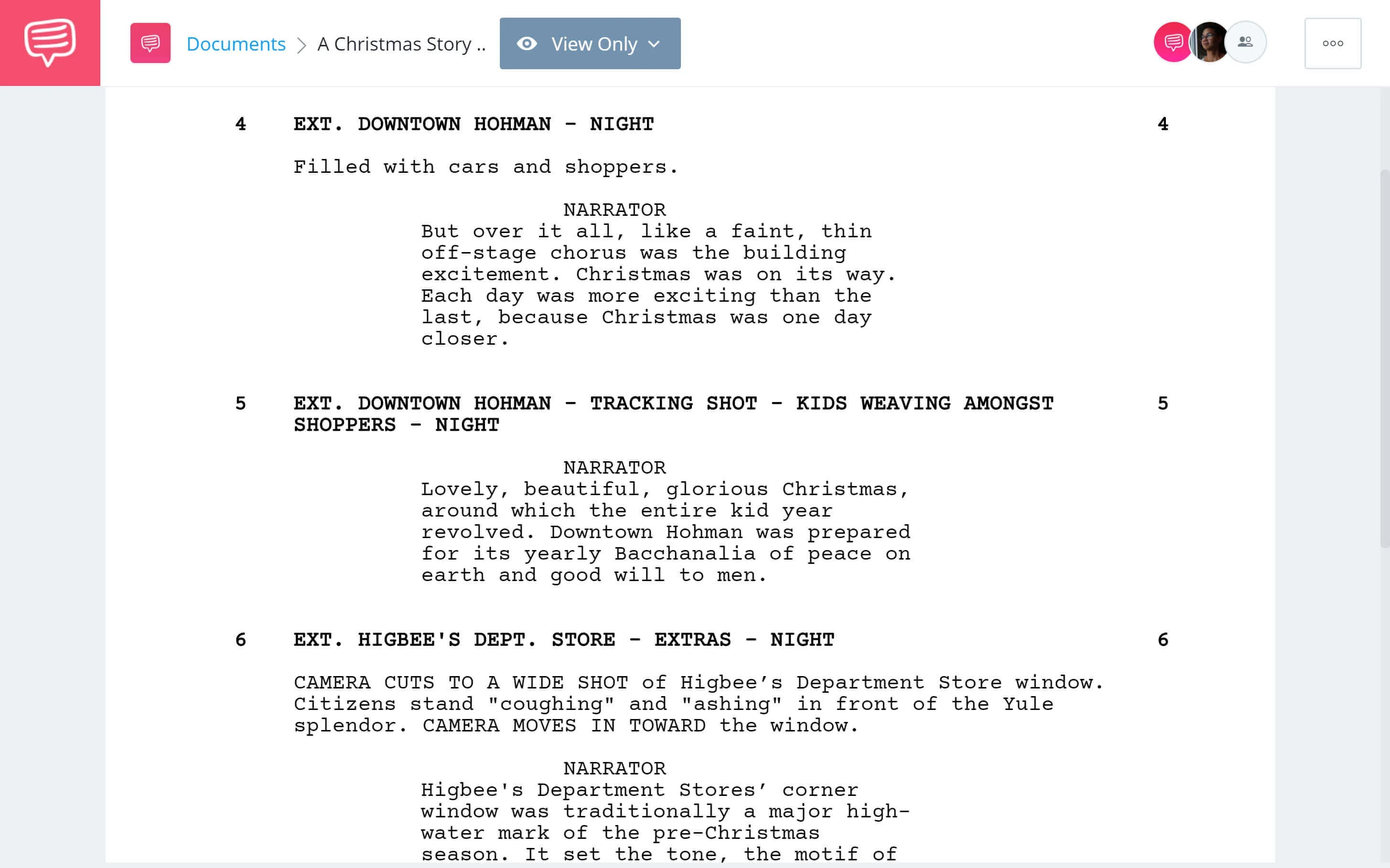 A Christmas Story Script Breakdown - A Christmas Nostalgia Scene - StudioBinder Screenwriting Software