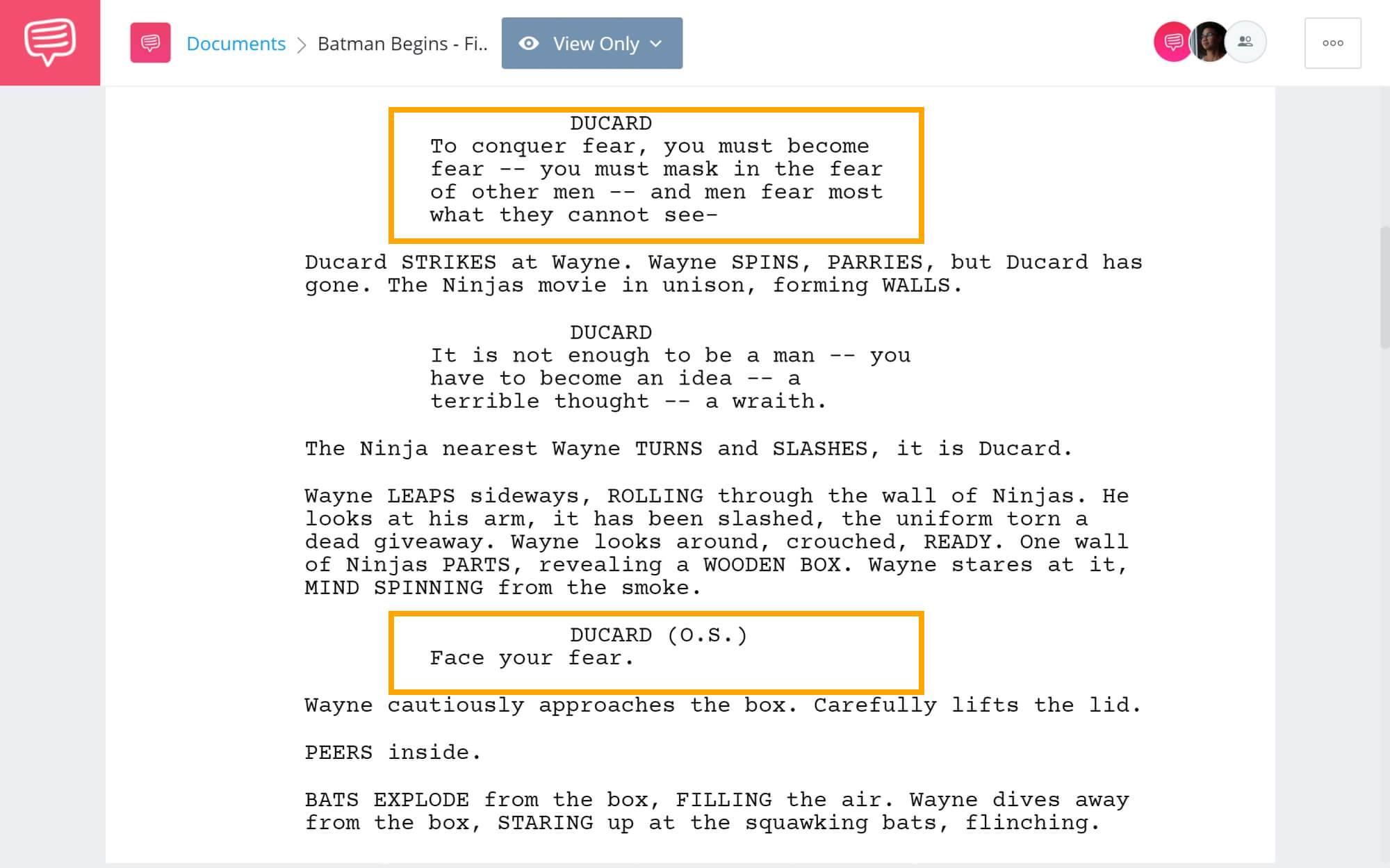 Batman Begins Script Teardown - Final Test of the League - StudioBinder Screenwriting Software