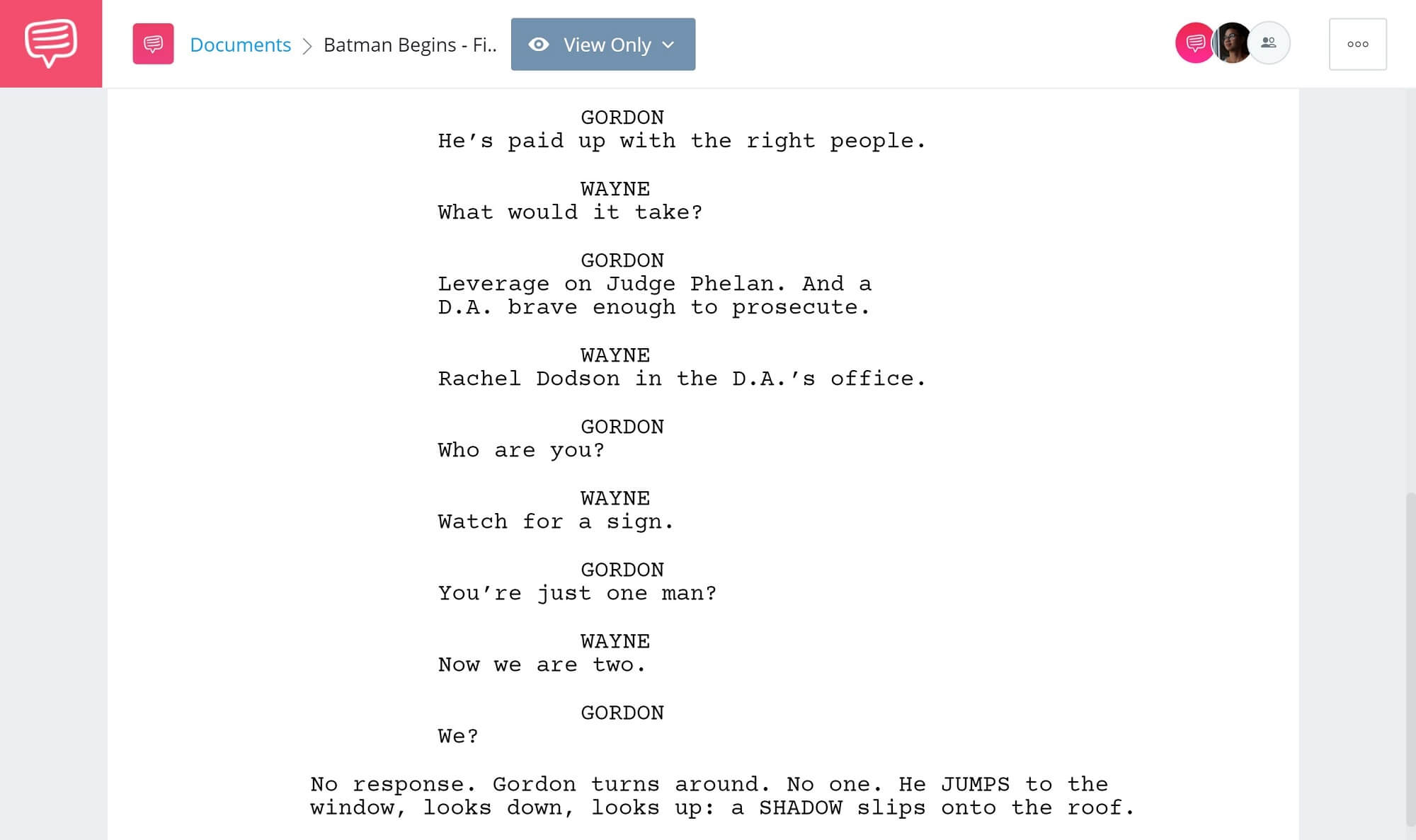 Batman Begins Script Teardown - Gordon & Batman First Encounter - StudioBinder Screenwriting Software