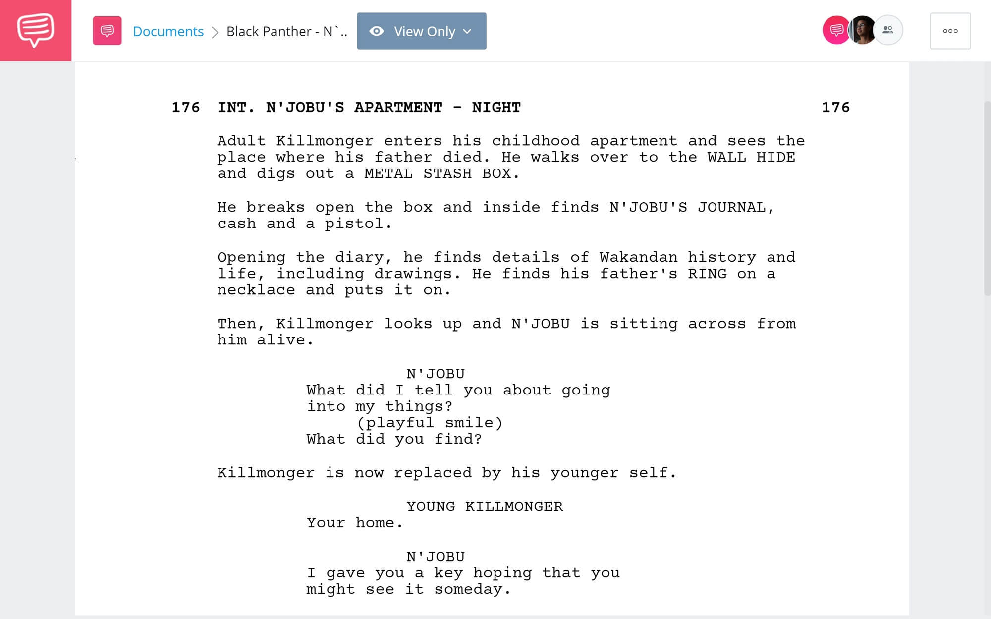 Black Panther Script Teardown - N'Jobu's Apartment Scene - StudioBinder Screenwriting Software