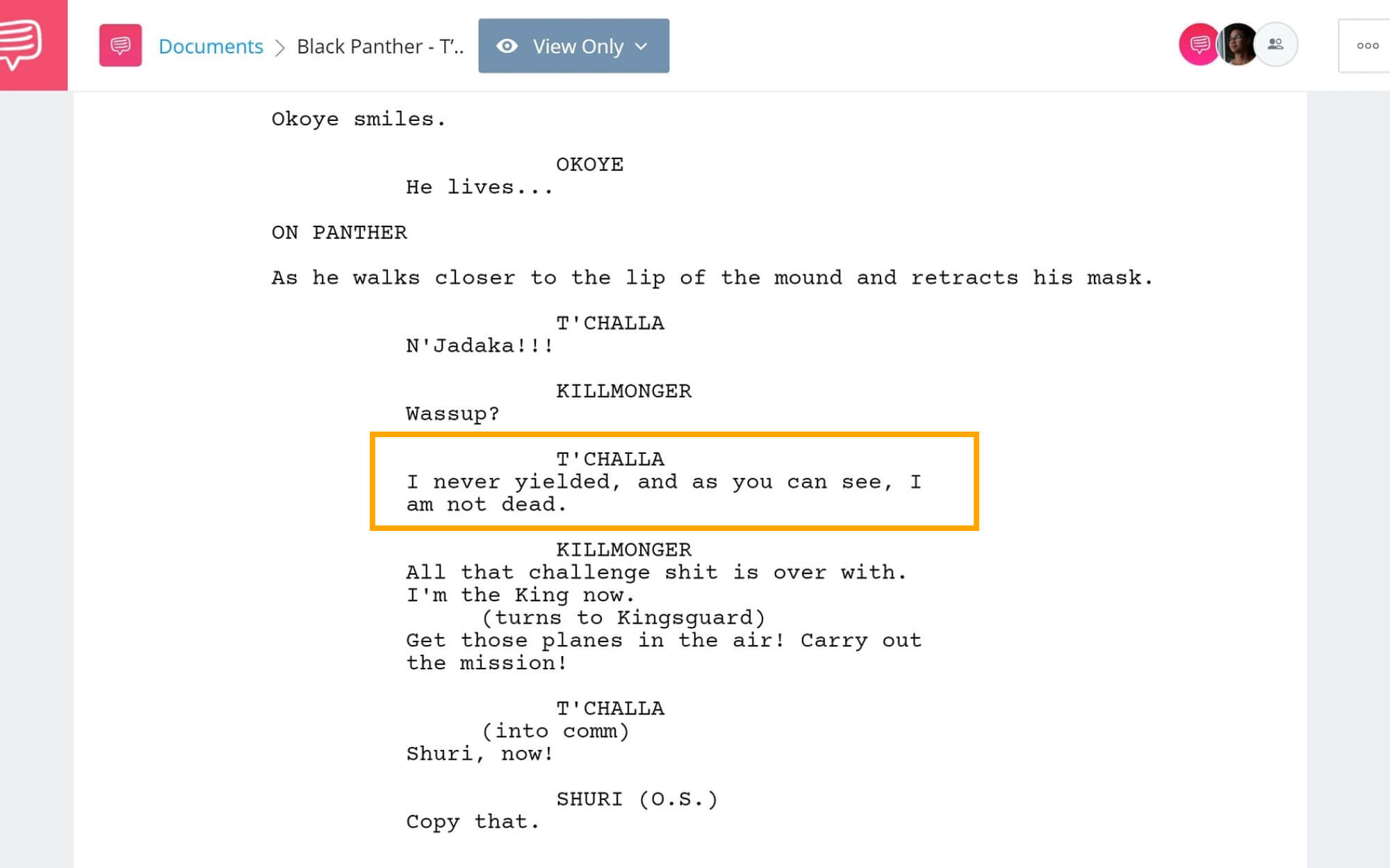 Black Panther Script Teardown - T'Challa Heroic Return - StudioBinder Screenwriting Software