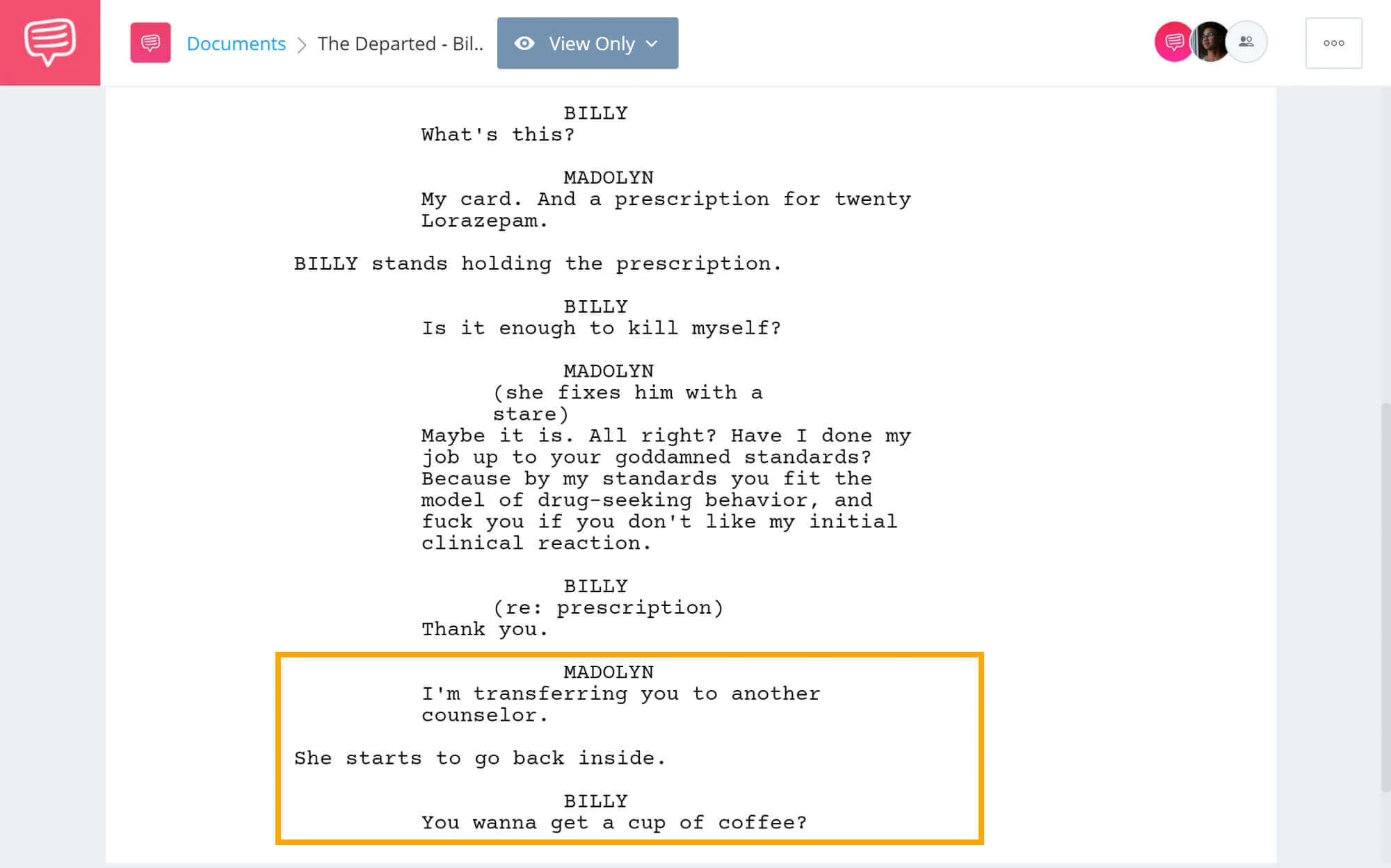 The Departed Script Teardown - Billy Makes A Human Connection Scene - StudioBinder Screenwriting Software
