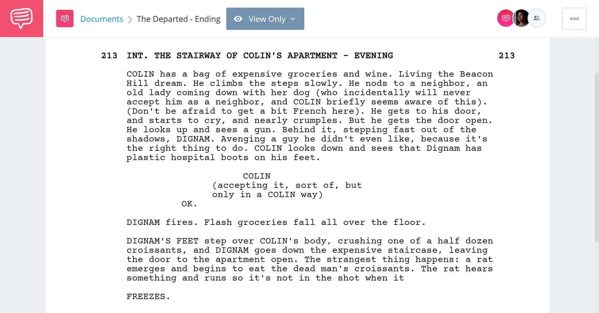 The Departed Script Teardown - Ending Scene - StudioBinder Screenwriting Software