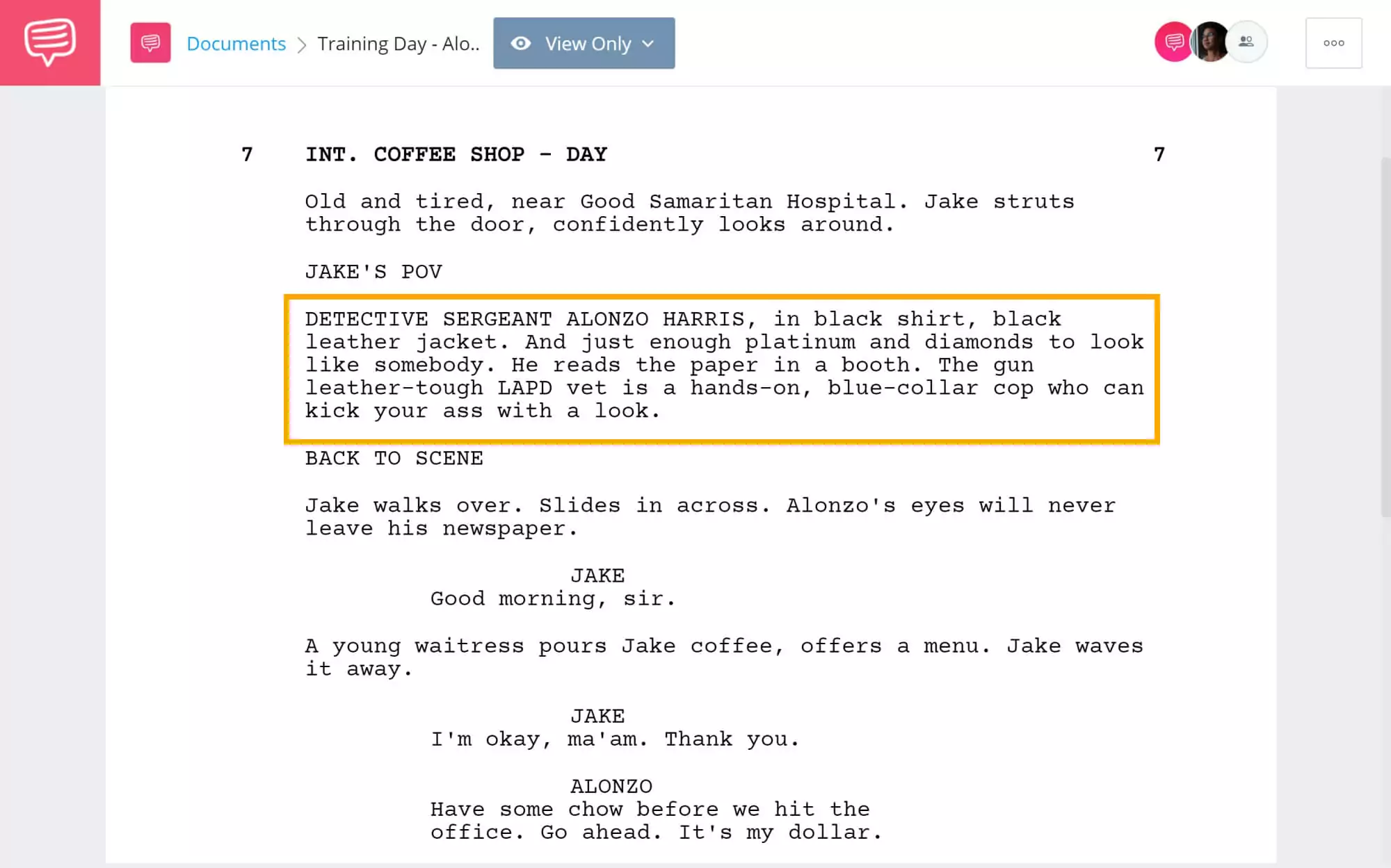 Training Day Script Teardown - Alonzo Harris Introduction - StudioBinder Screenwriting Software