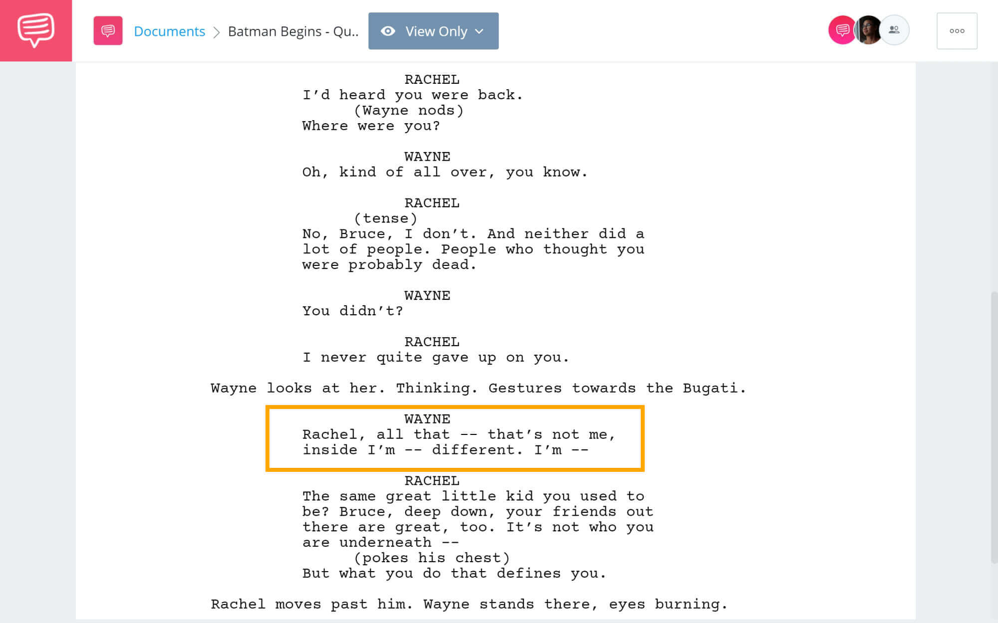 Batman Begins Script Teardown - Quotes Repetetion - StudioBinder Screenwriting Software