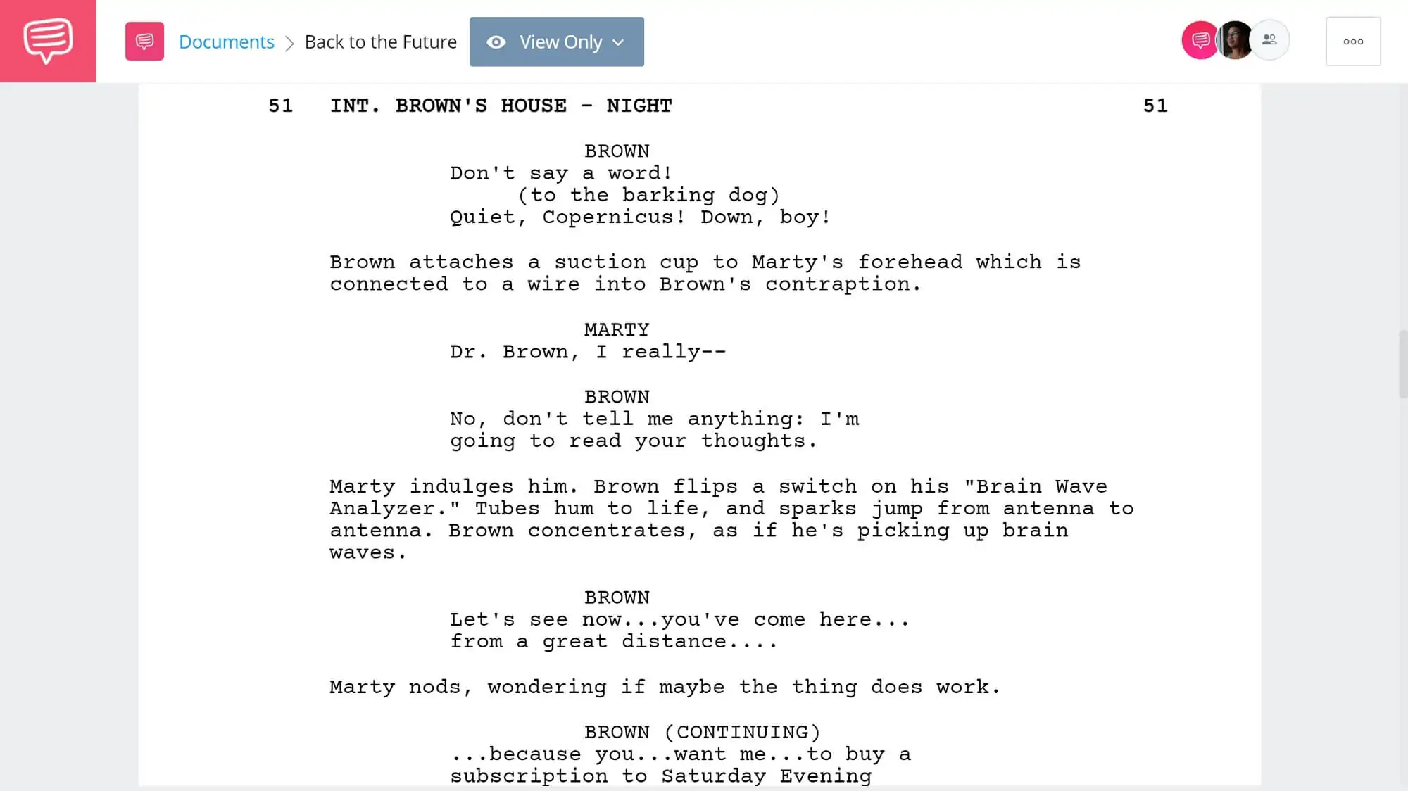 Back to the Future Script Teardown - Doc & Marty Plan Scene SEC - StudioBinder Screenwriting Software