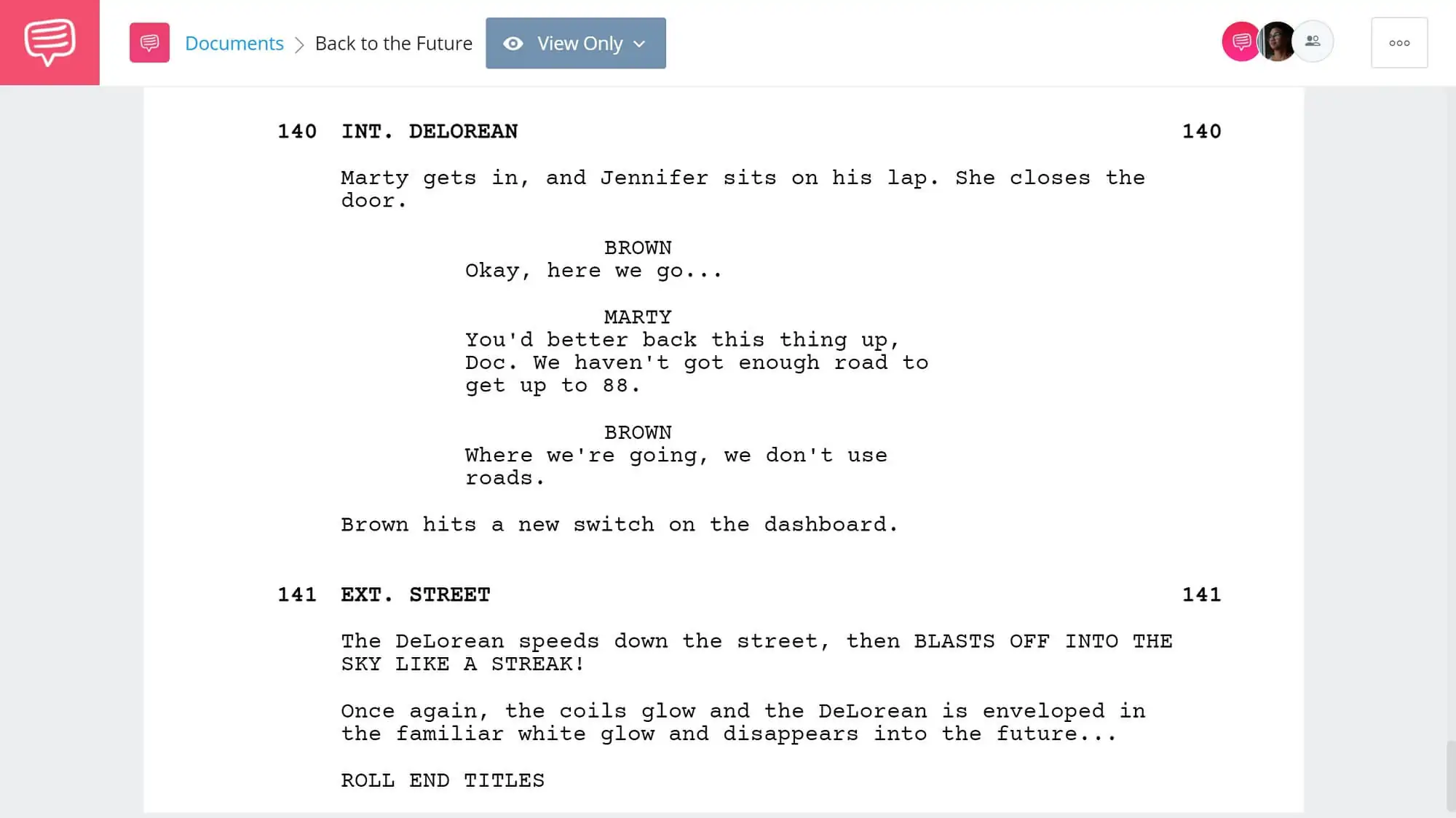 Back to the Future Script Teardown - Final Scene SEC - StudioBinder Screenwriting Software