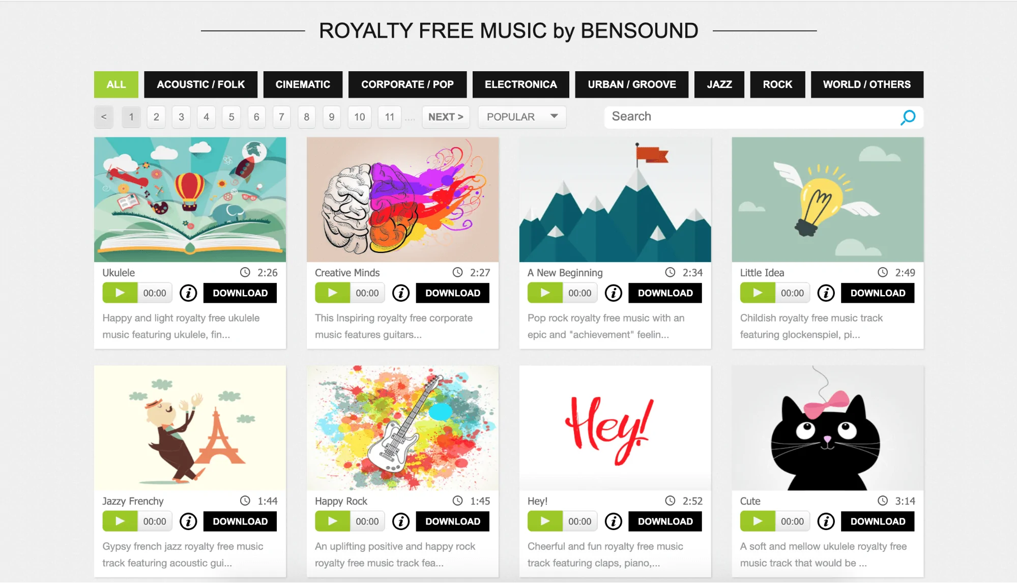 Bensound library of  Royalty free music for commercial use