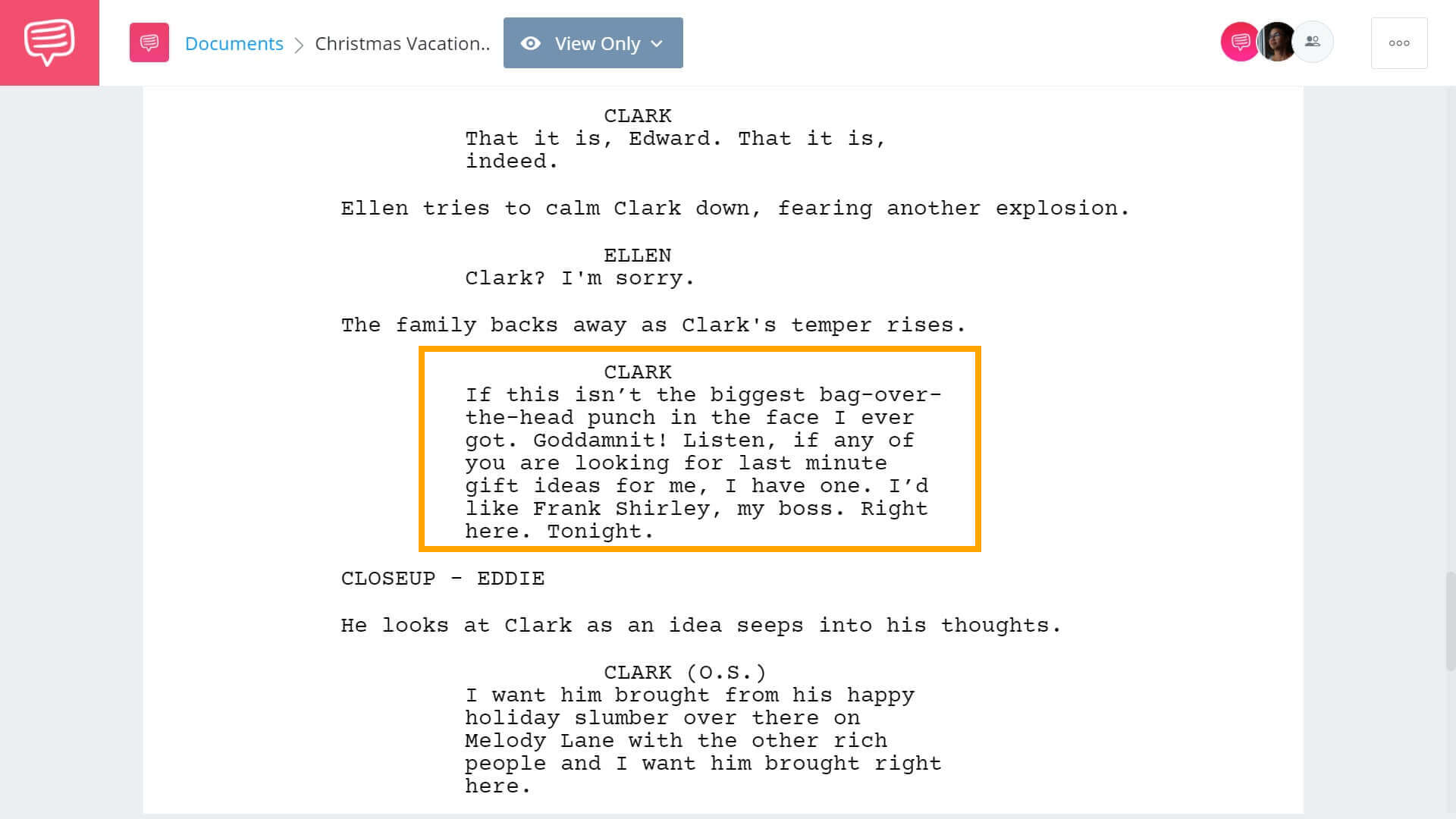 Christmas Vacation Script Teardown - Clark Rant - StudioBinder Screenwriting Software