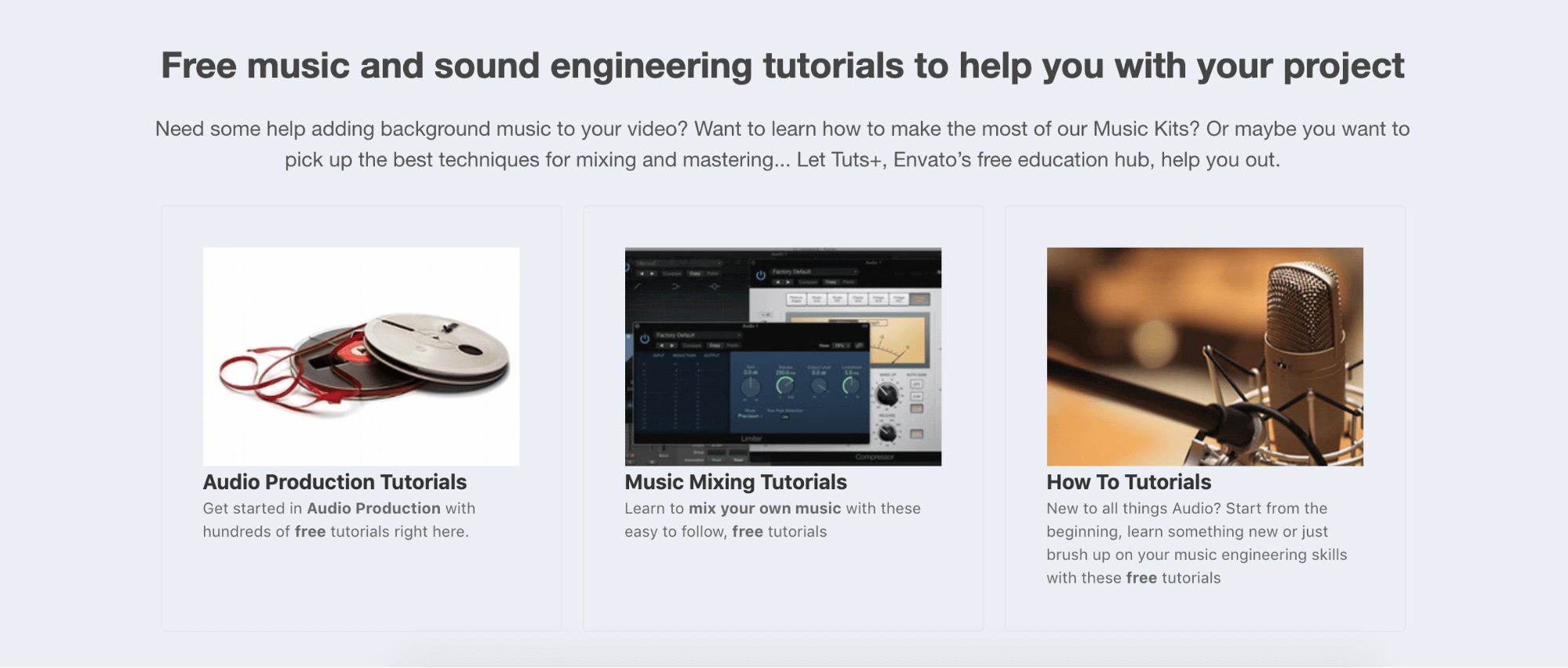 Free advertising music and engineering tutorials