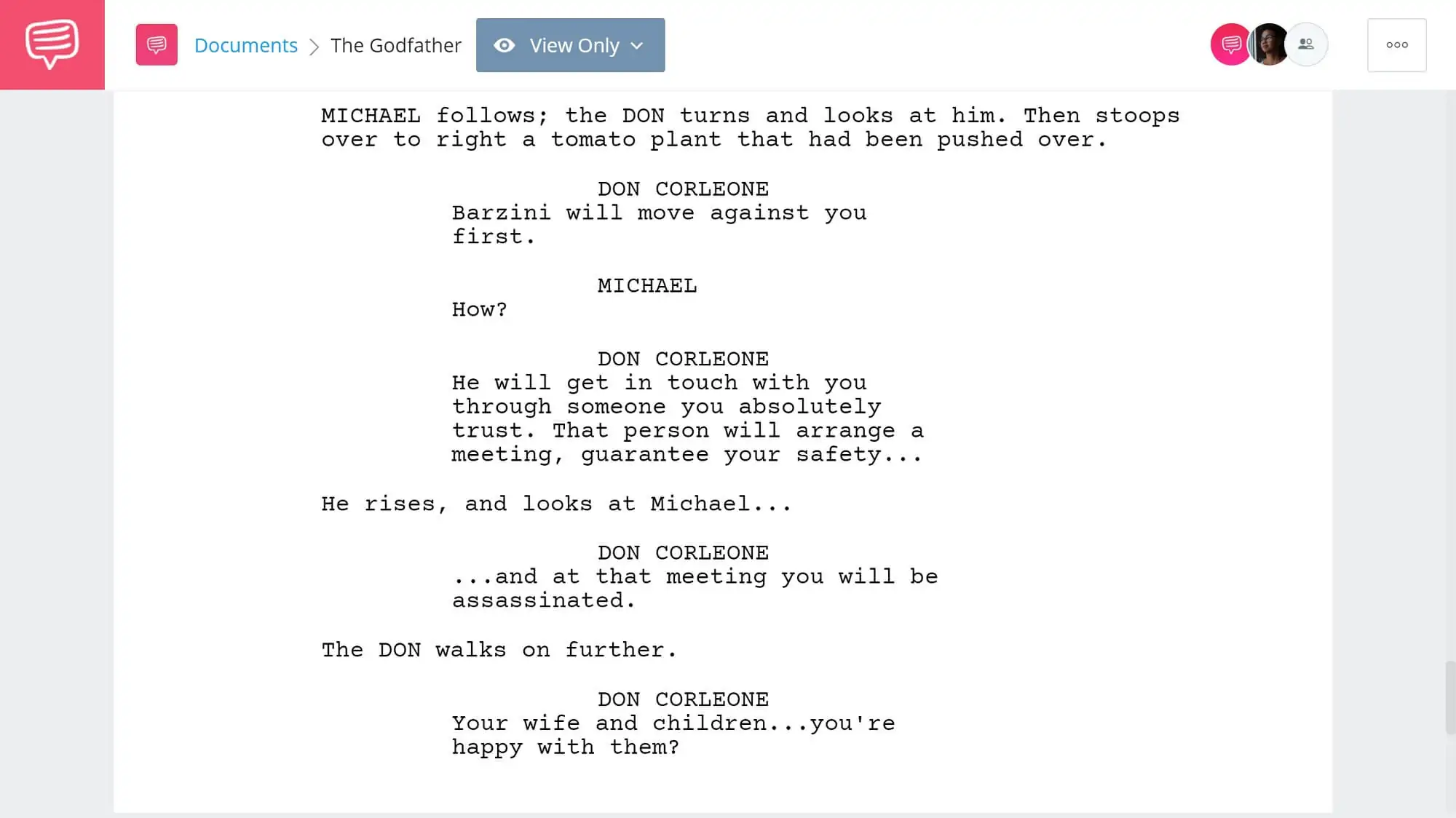 Godfather Script Teardown - Plot Building - StudioBinder Screenwriting Software