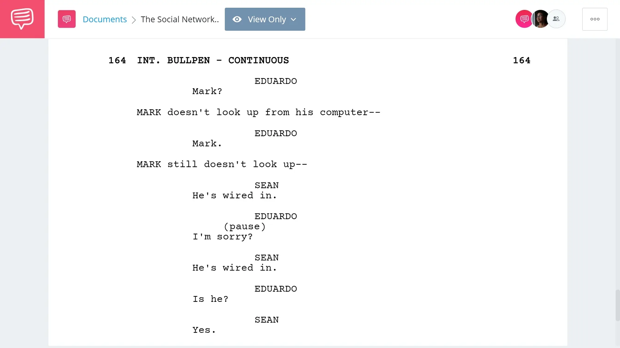 The Social Network Script Breakdown - Confrontation Scene - StudioBinder Screenwriting Software