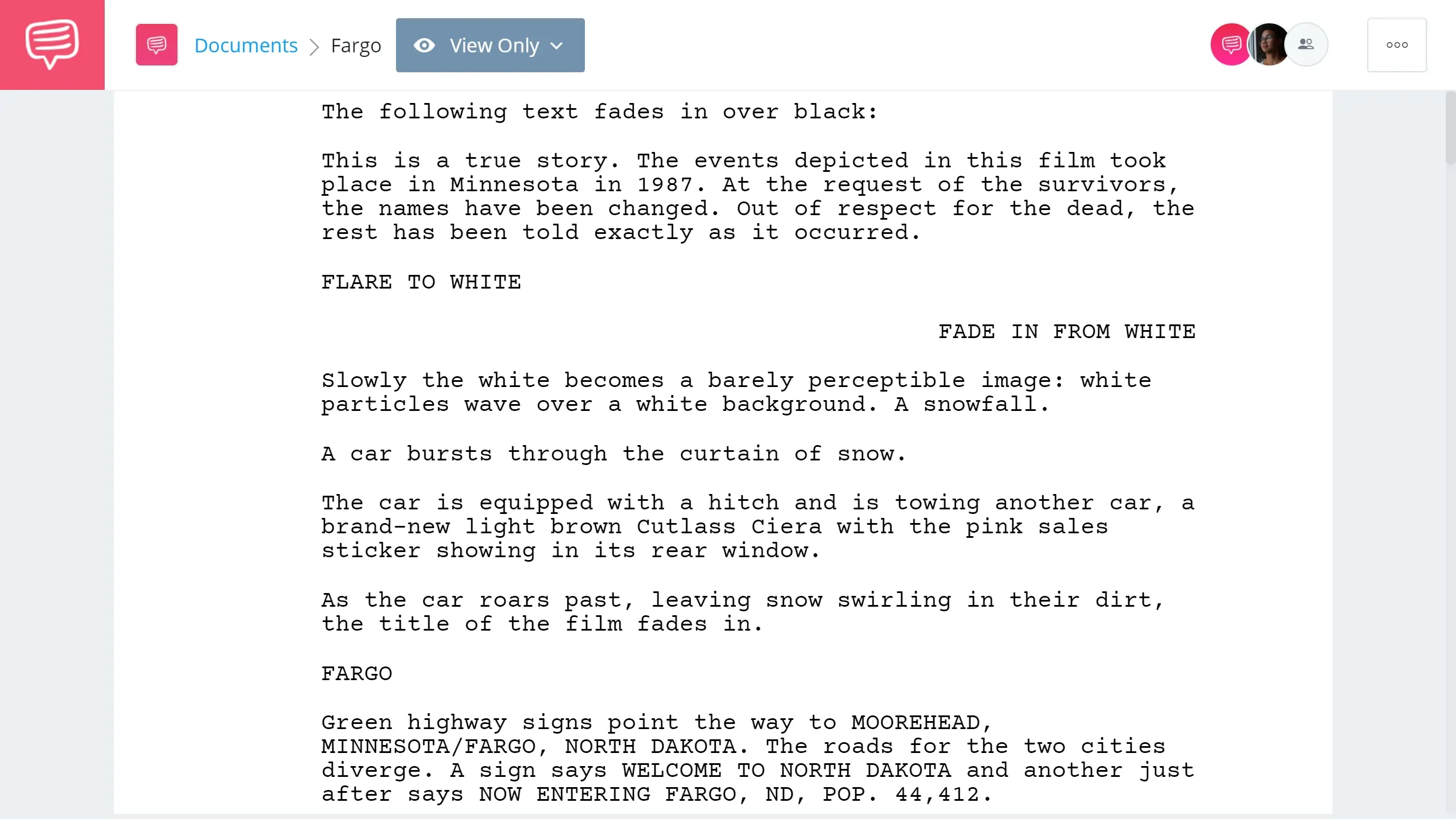 Best Original Screenplay Academy Award - Fargo Full Script PDF Download - StudioBinder Screenwriting Software