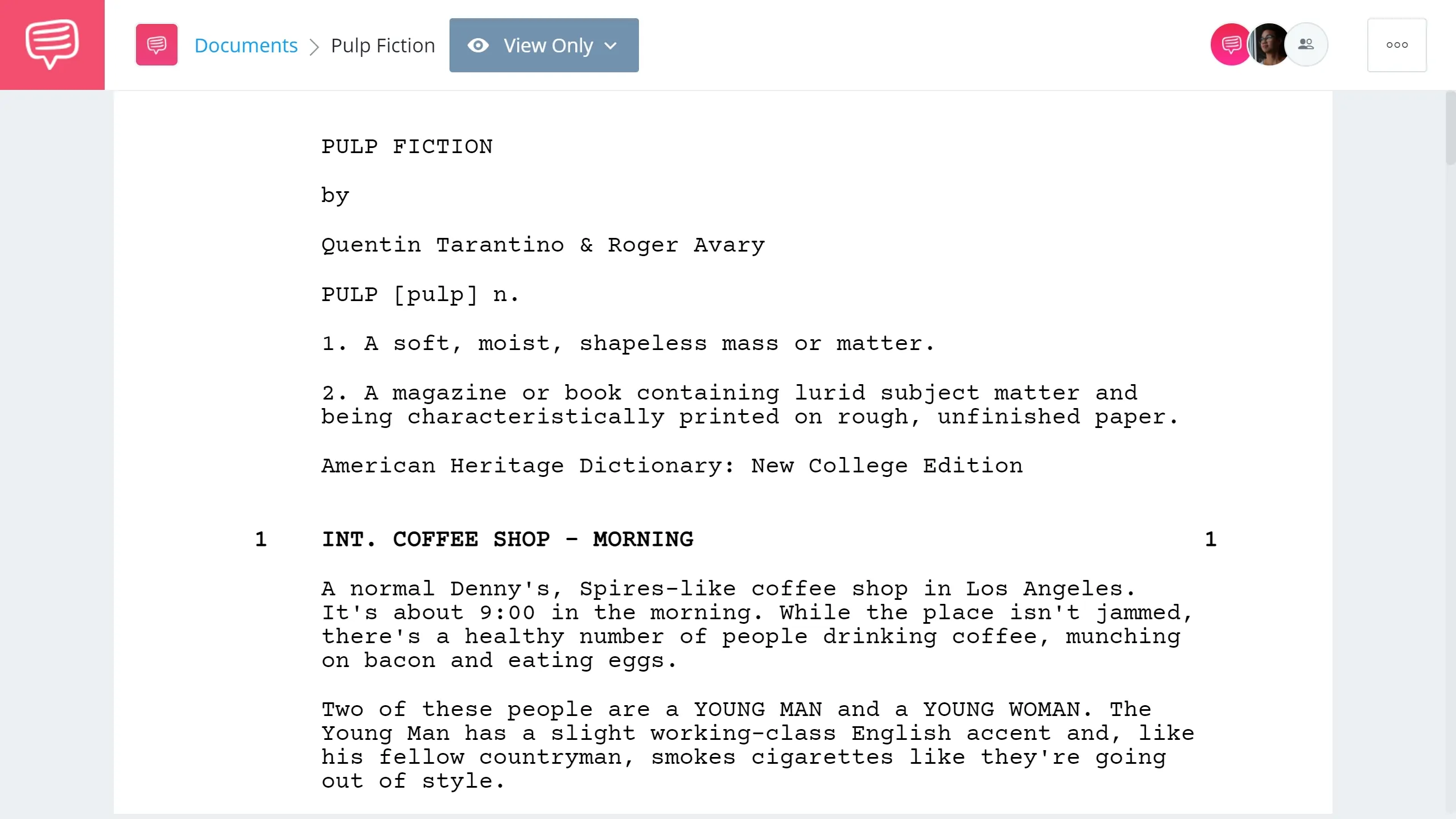 Best Original Screenplay Academy Award - Pulp Fiction Full Script PDF Download - StudioBinder Screenwriting Software