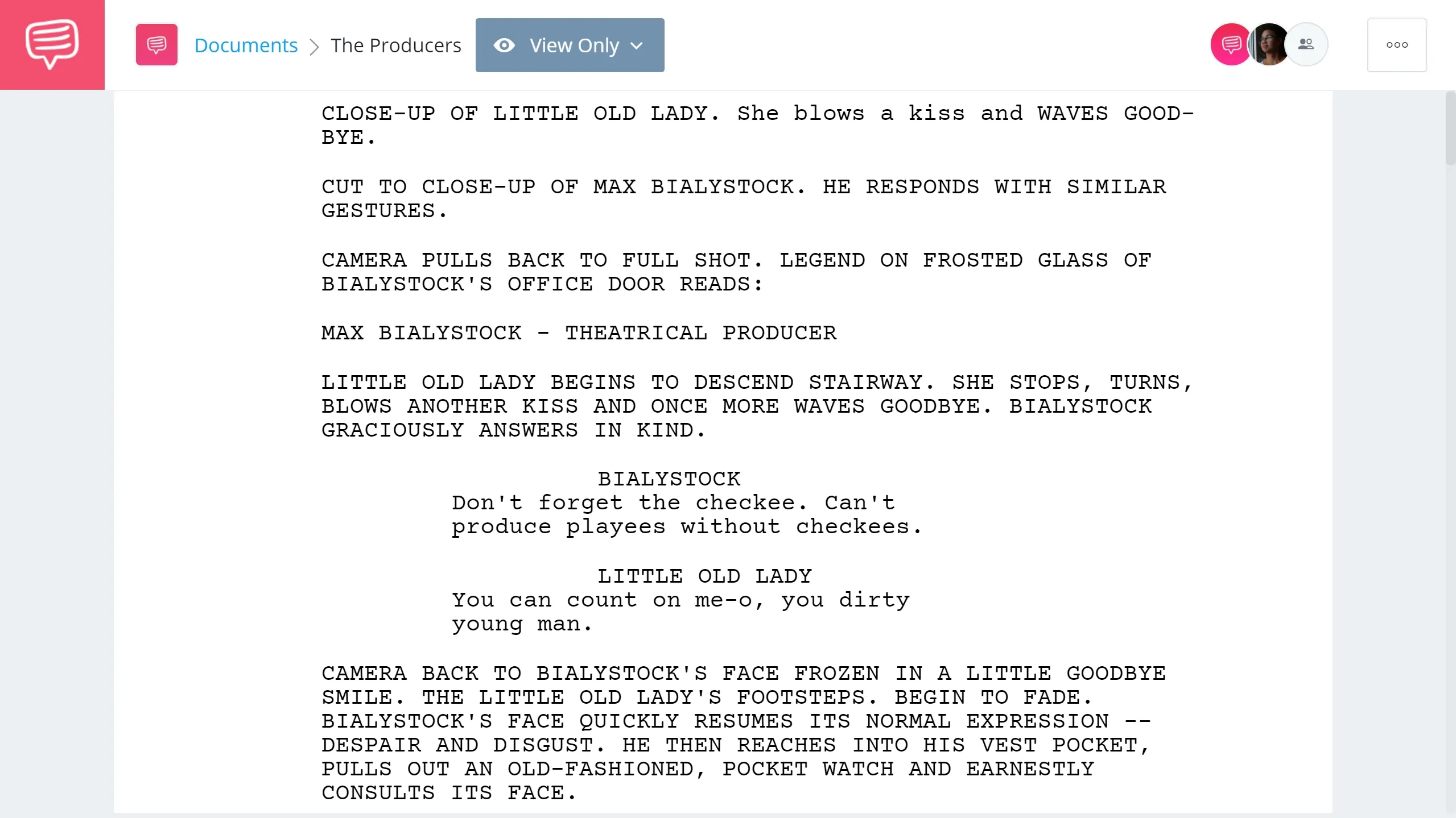 Best Original Screenplay Academy Award - The Producers Full Script PDF Download - StudioBinder Screenwriting Software