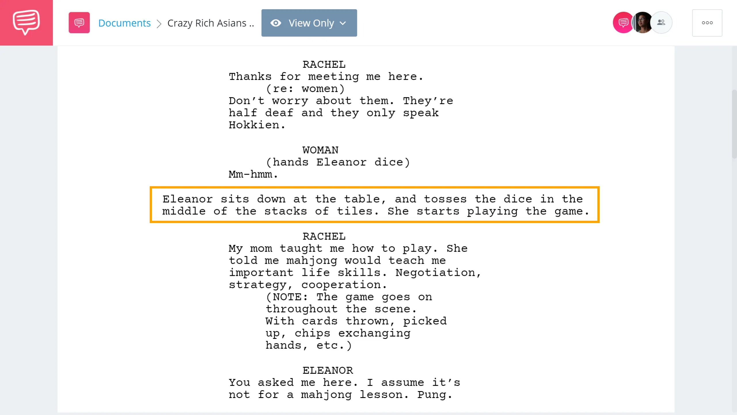 Crazy Rich Asians Script Teardown - Majong Scene - StudioBinder Screenwriting Software