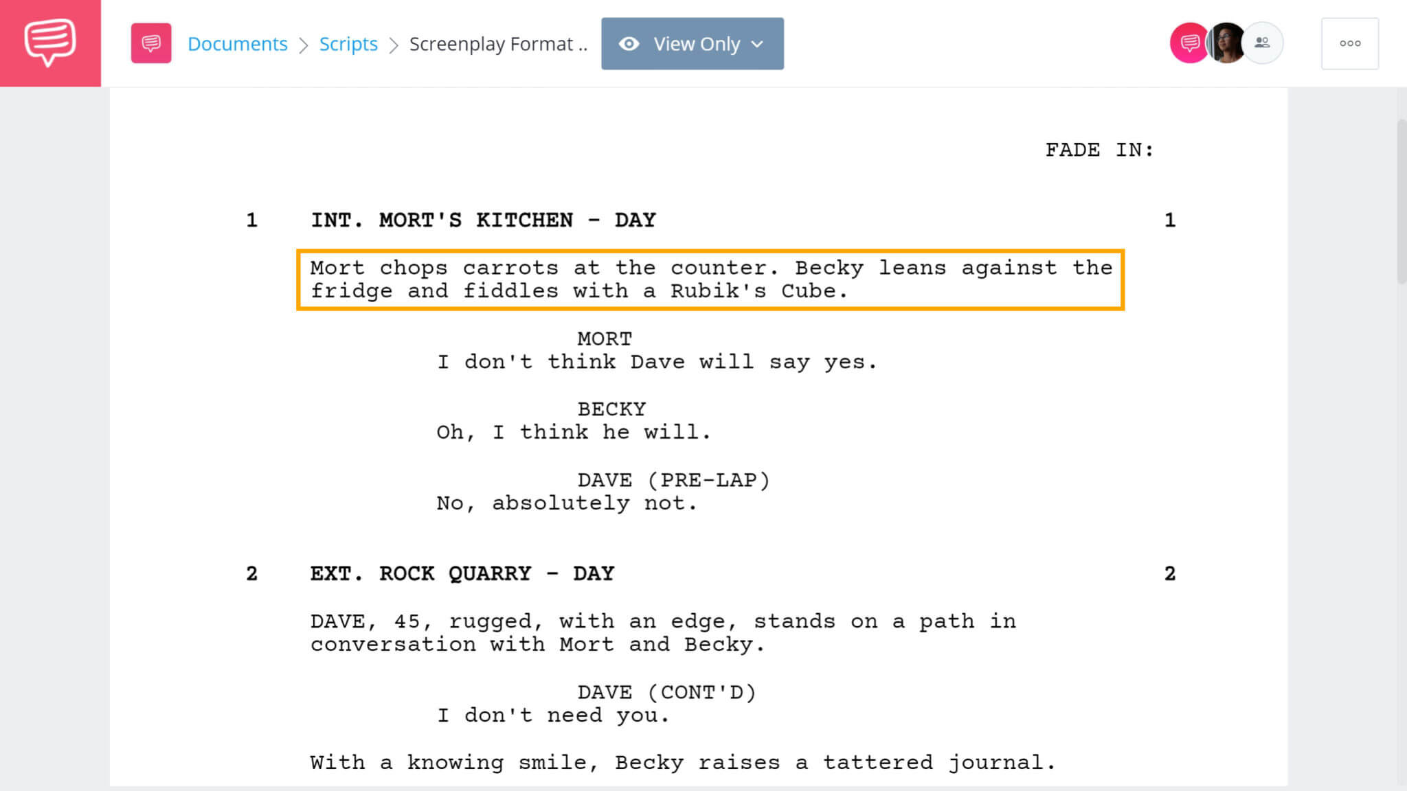 movie script sample pdf