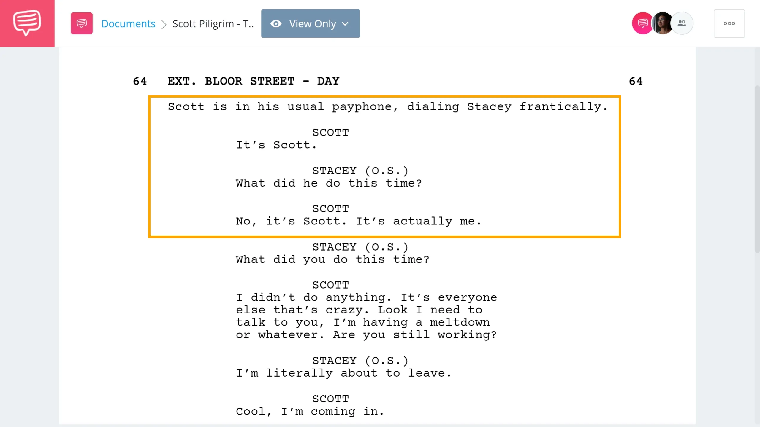How to Write Telephone Conversation in Screenplay - Scott Piligrim Example - StudioBinder Screenwriting Software
