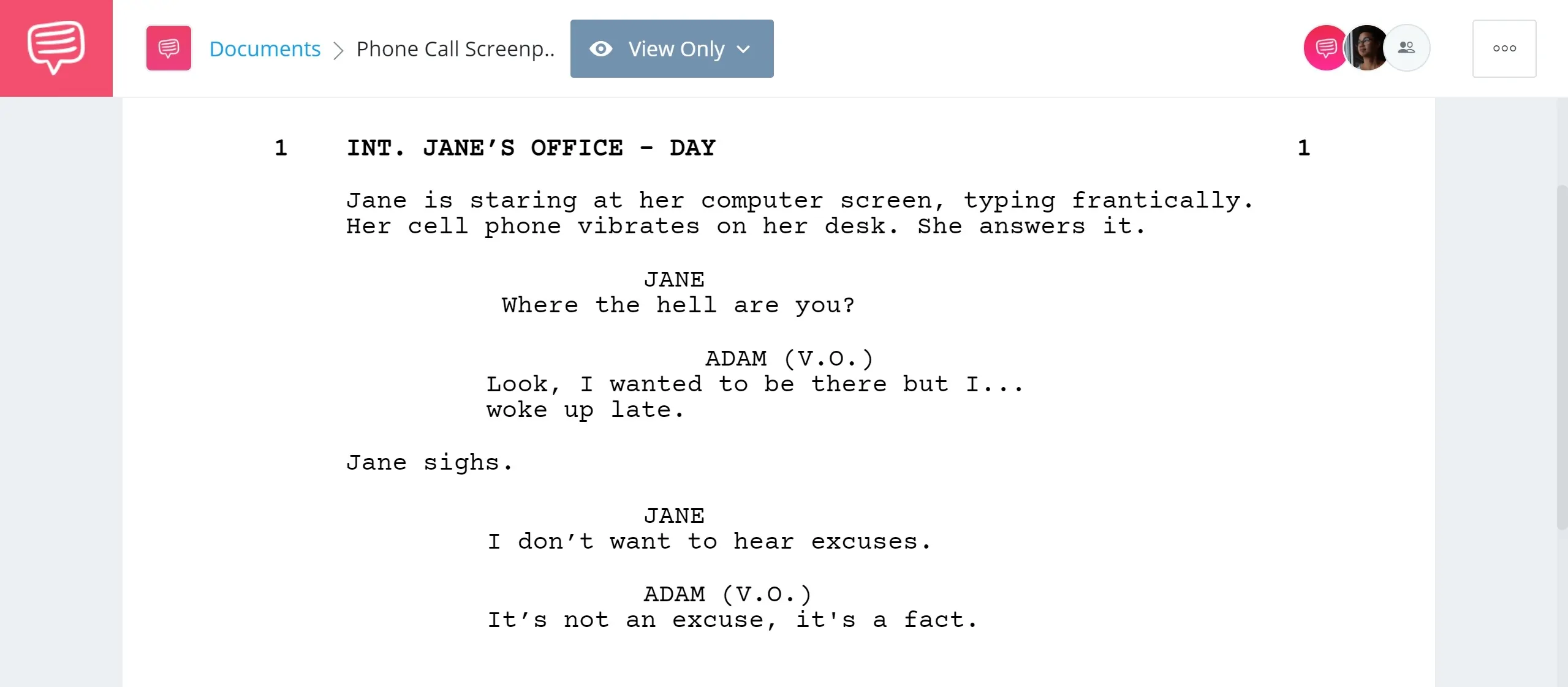 How to Write Telephone Conversation in Screenplay - Voiceover Example - StudioBinder Screenwriting Software