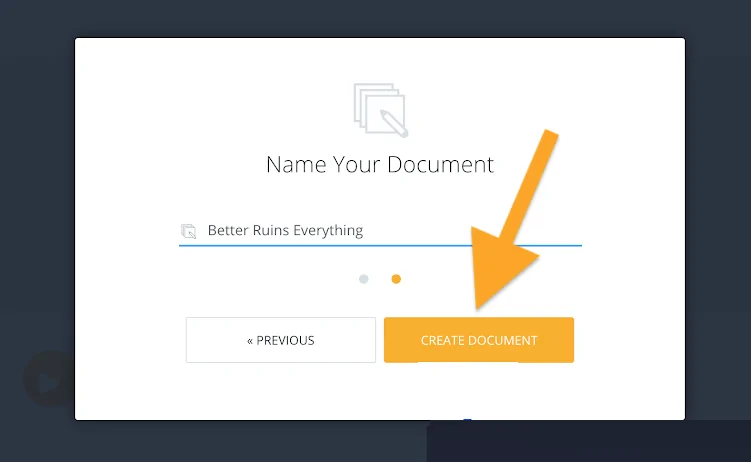 Name your document - Click create document