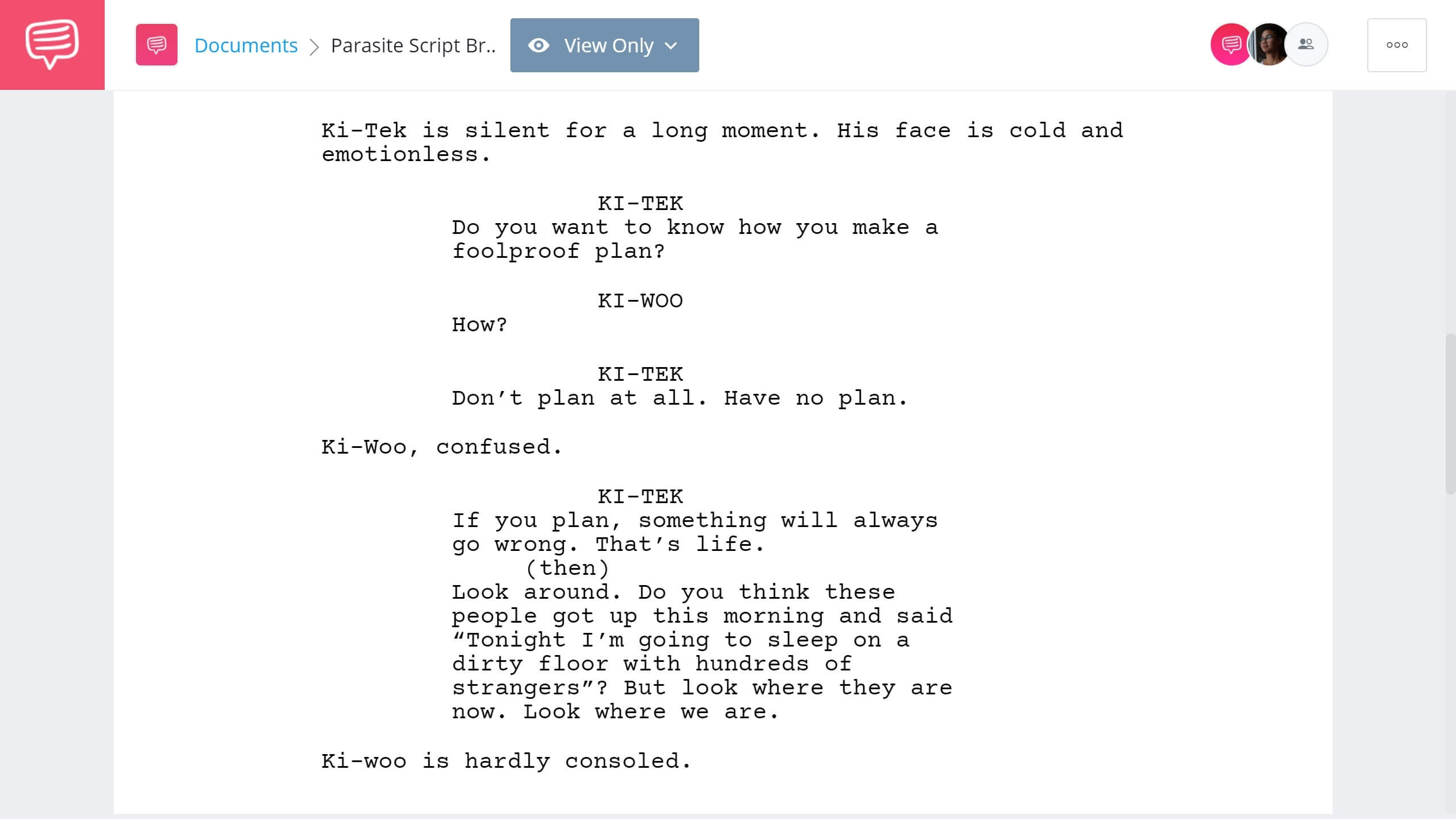 Parasite Script Breakdown - Rising Actions - StudioBinder Screenwriting Software