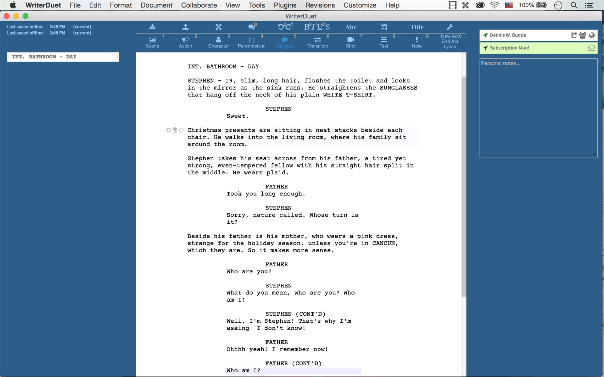 screenwriting software for mac free