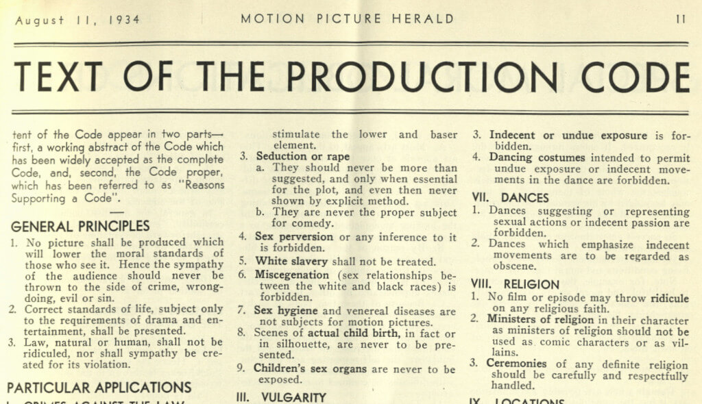 Hays Code 1934