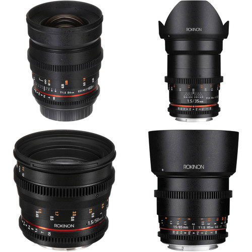 Best Canon Camera Lenses • Rokinon 24, 35, 50, 85mm T1.5 Cine DS Lens Bundle