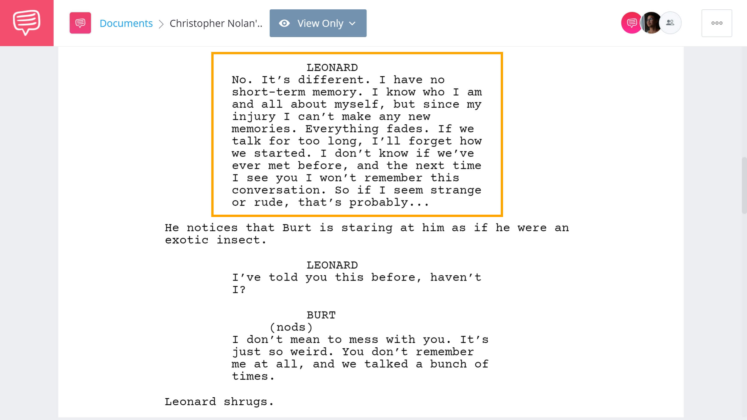 Christopher Nolan Writing Process - Memento Script Example - StudioBinder Screenwriting Software