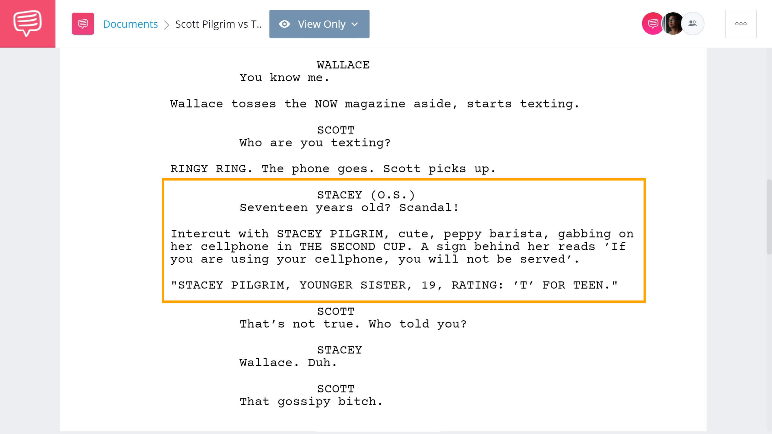 Scott Pilgrim vs The World Script Teardown - Scandal Scene - StudioBinder Screenwriting Software