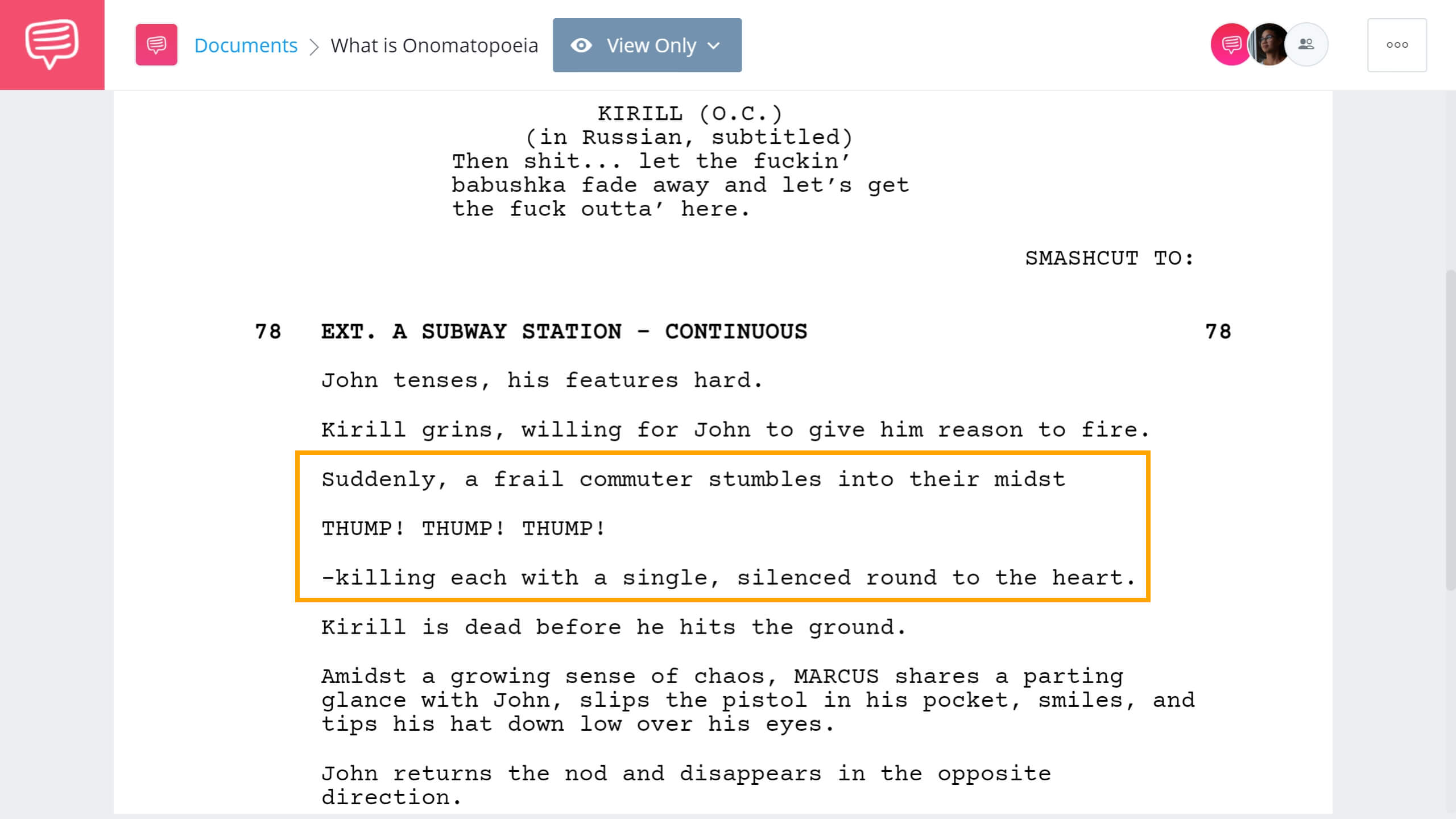 What is Onomatopoeia John Wick Example StudioBinder Screenwriting Software