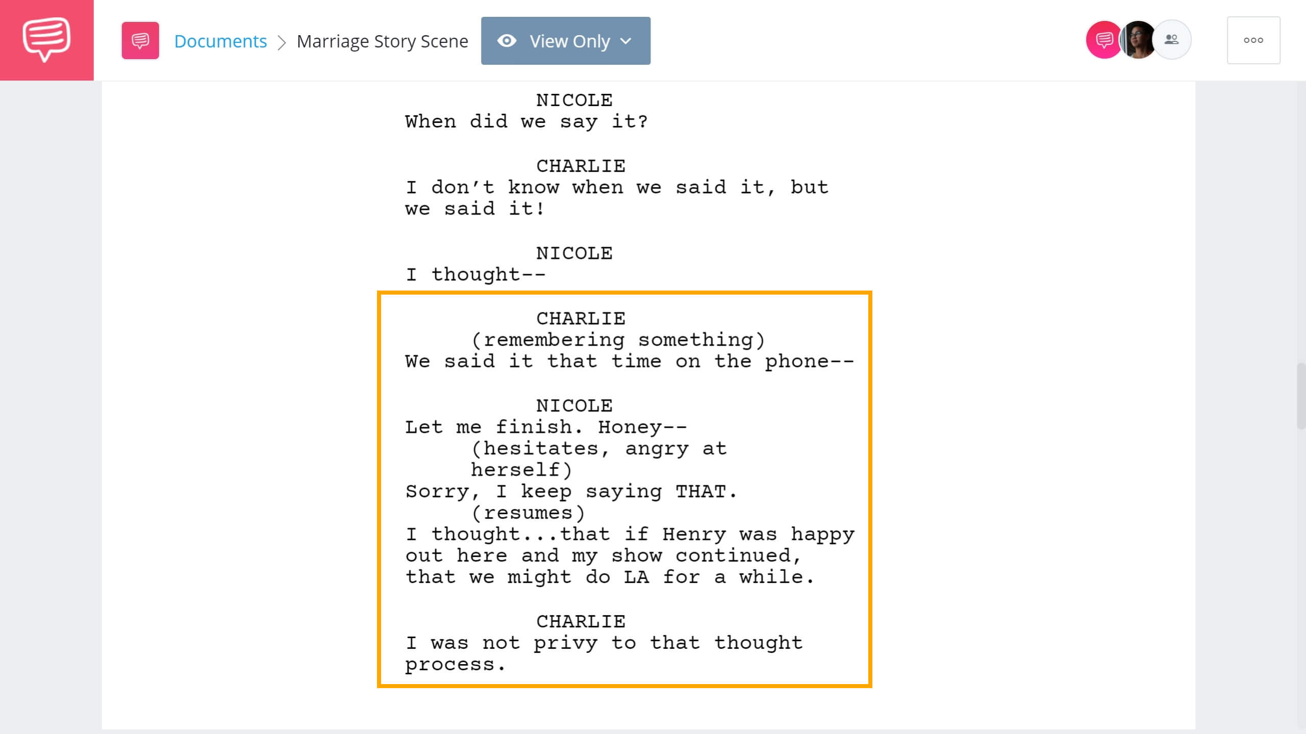 Formatting a Screenplay Marriage Story Example StudioBinder Screenwriting Software