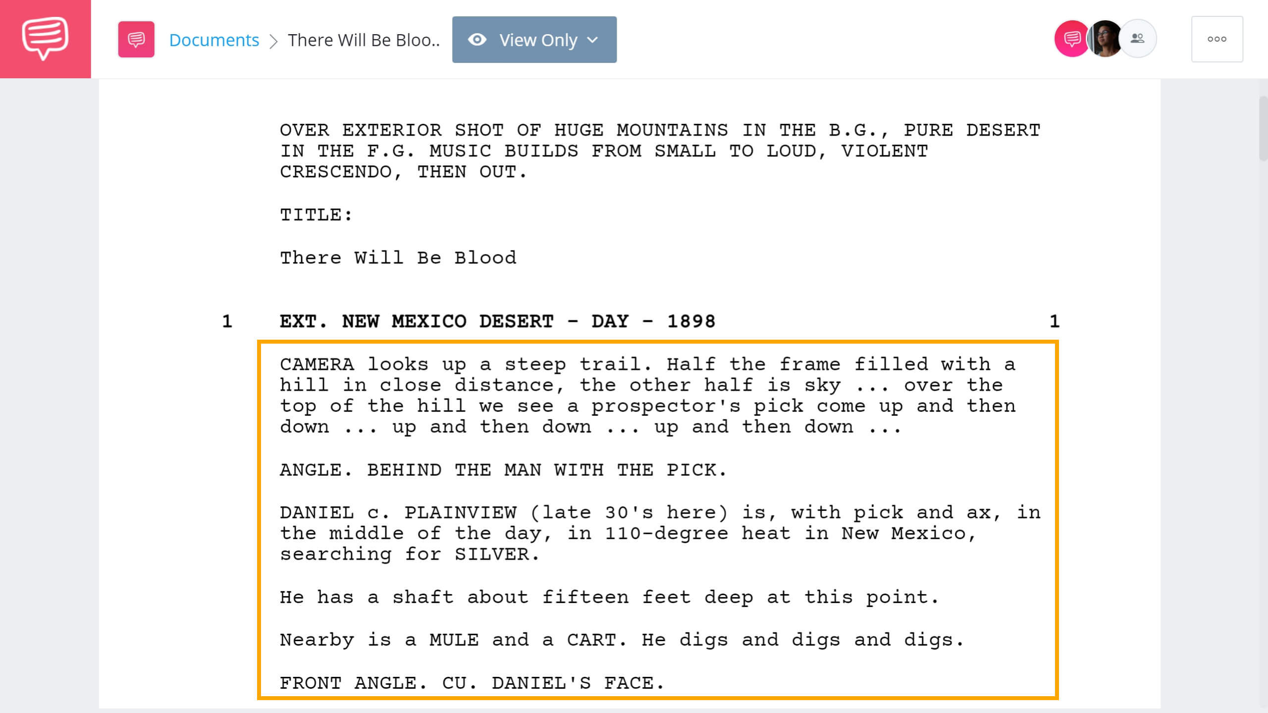 Formatting a Screenplay There Will Be Blood Example StudioBinder Screenwriting Software