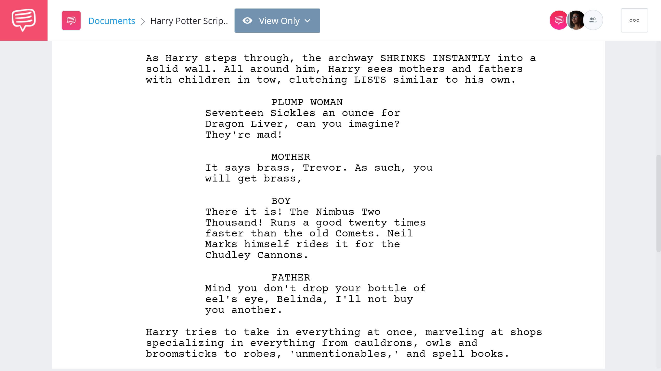 Harry Potter Script Teardown Diagon Alley Scene StudioBinder Screenwriting Software