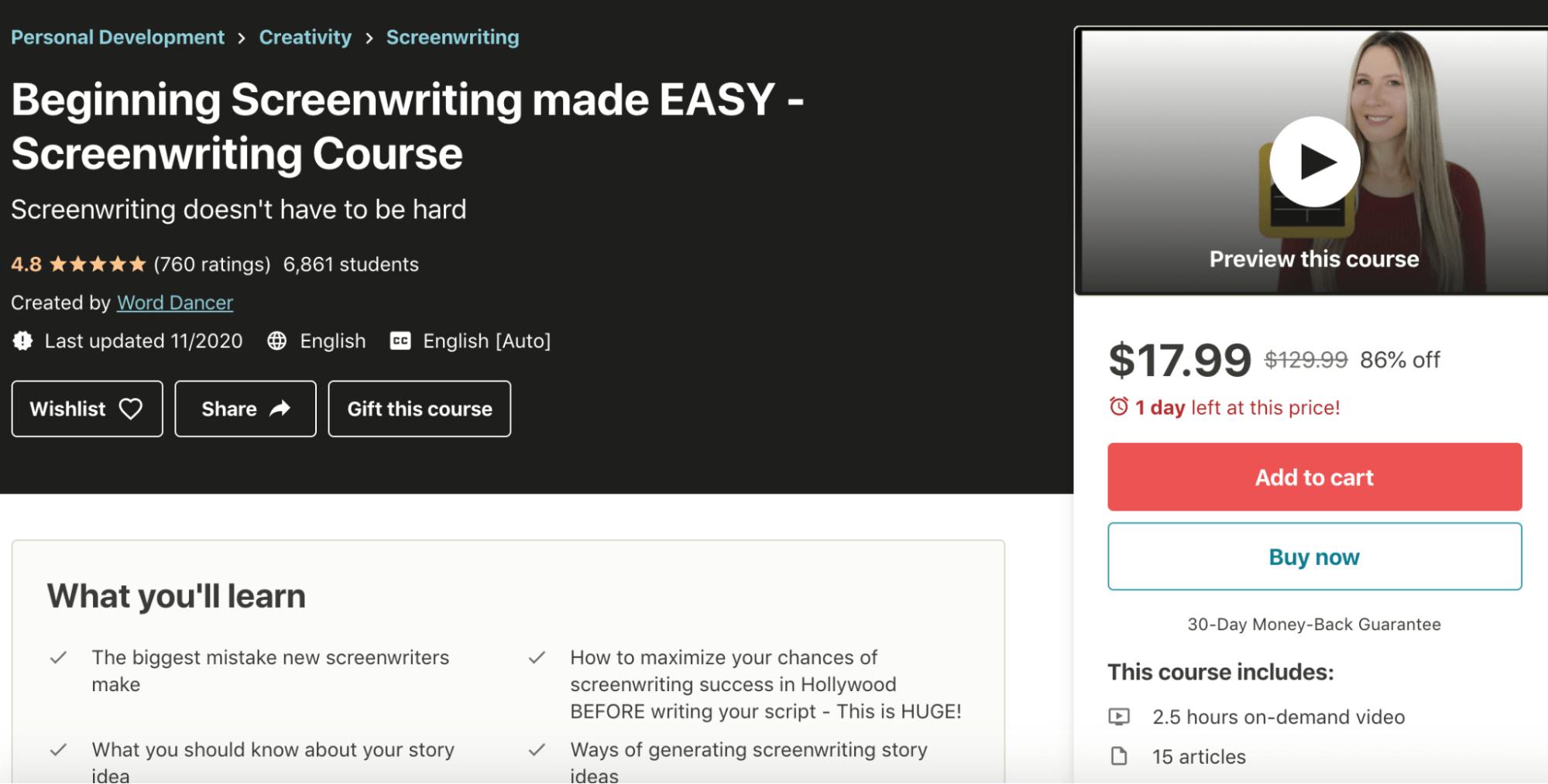Screenwriting classes online