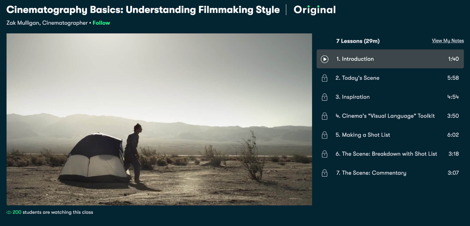SkillShare Cinematography Course